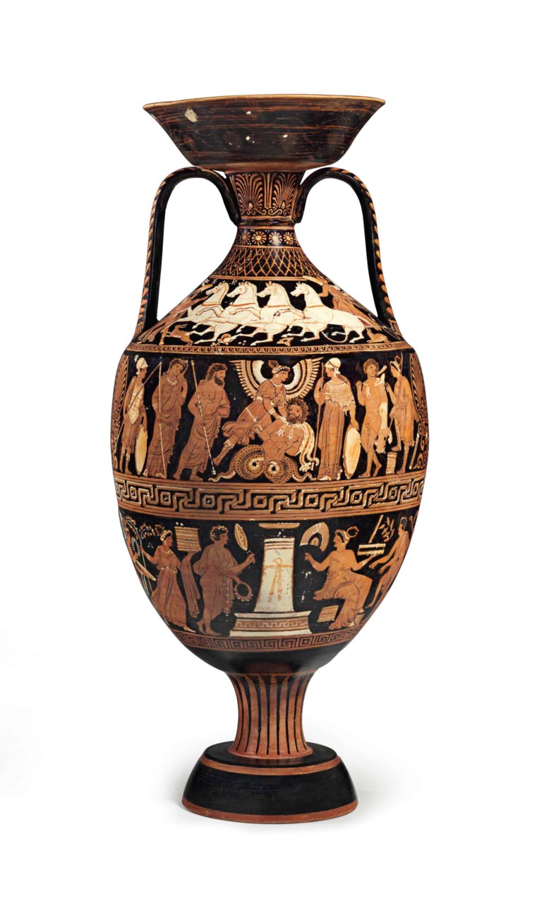AN APULIAN REDFIGURED AMPHORA, ATTRIBUTED TO THE BALTIMORE PAINTER