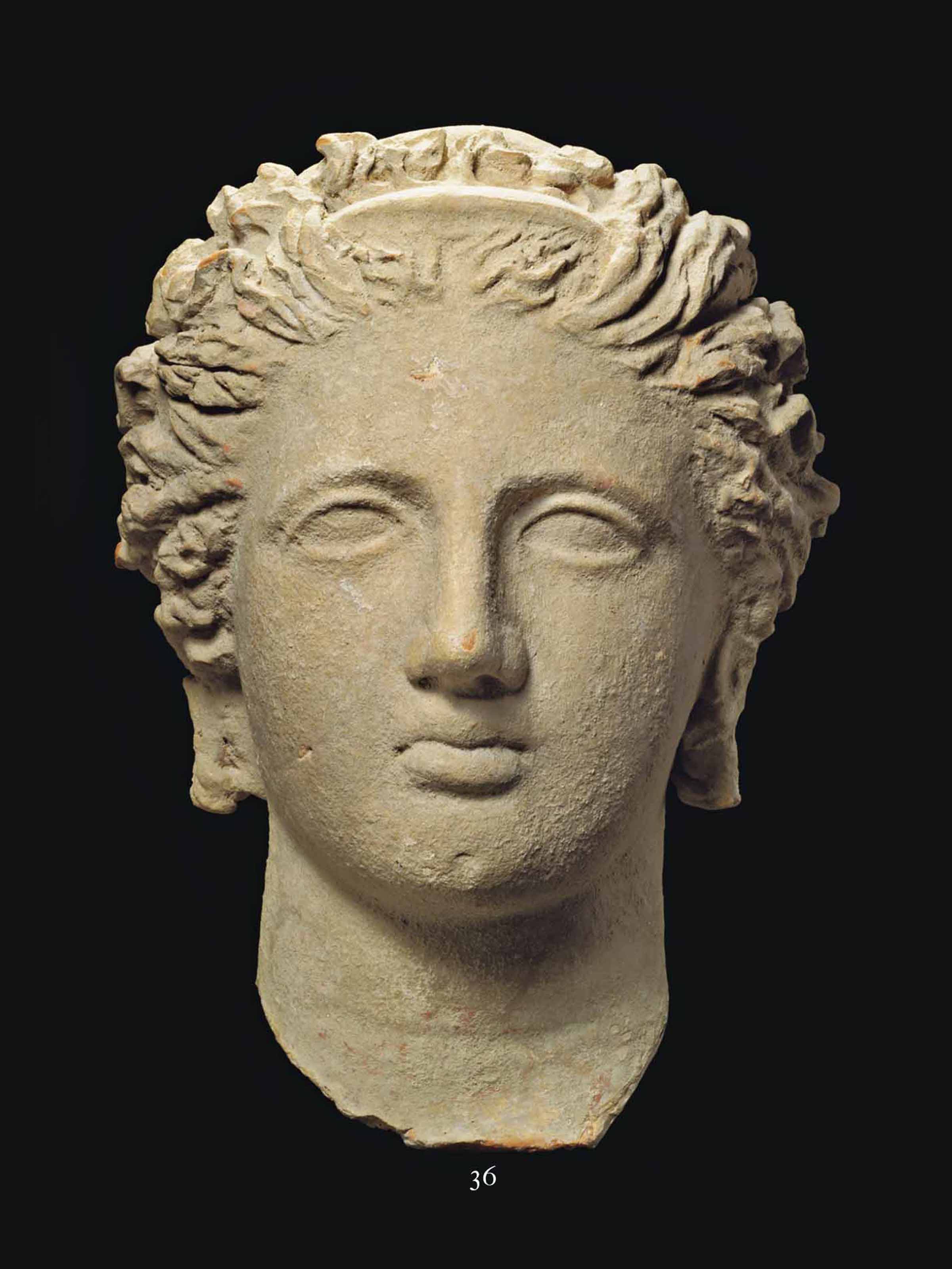 A Greek Terracotta Votive Female Head Taras Hellenistic Period