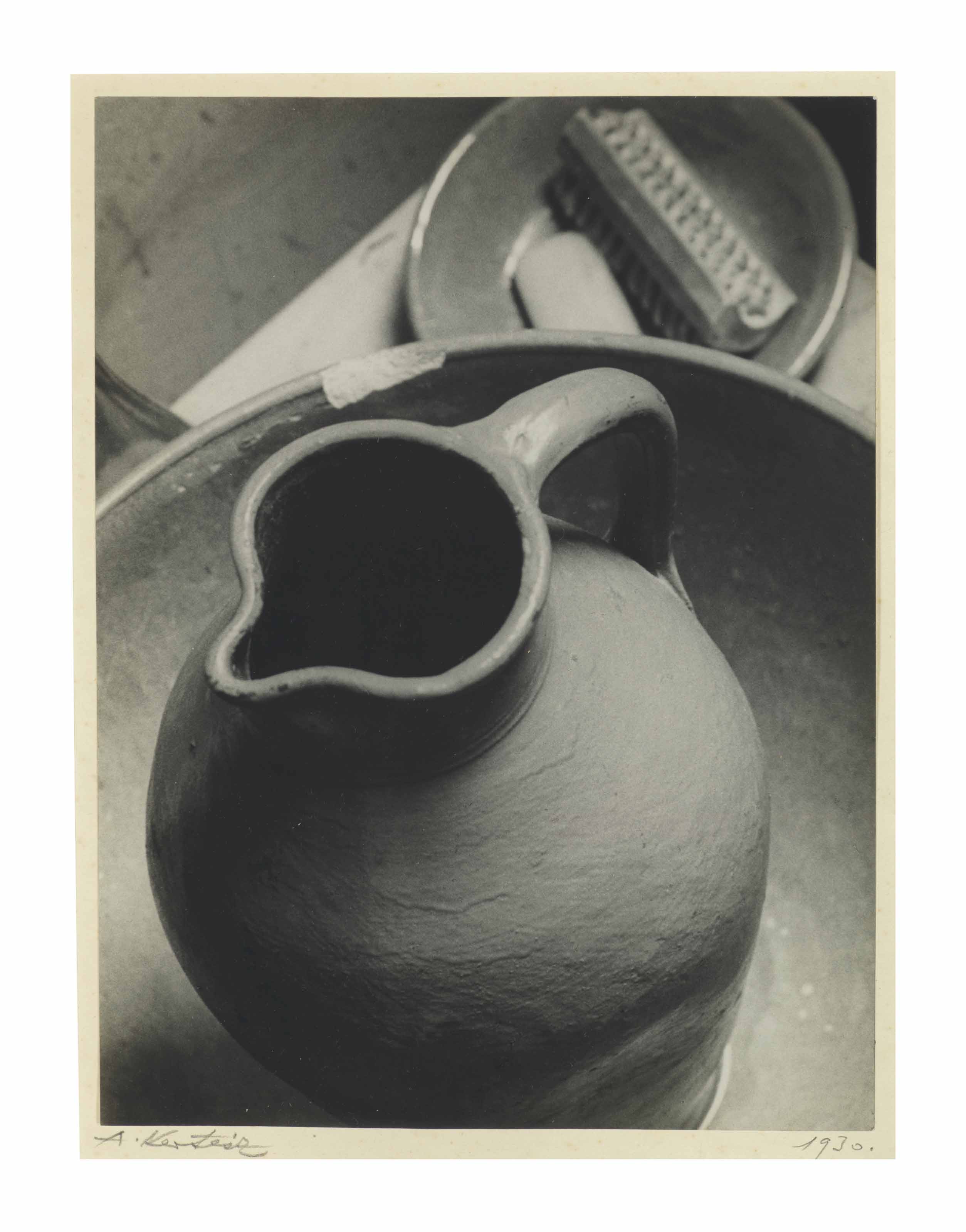 André Kertész (1894–1985), Pitcher, 1926. Mount: 13¼ x 10½  in (33.6 x 26.6  cm). Estimate: $100,000-150,000. This lot is offered in Visionaries: Photographs from the Emily and Jerry Spiegel Collection on 10 October 2017  at Christie’s in New York