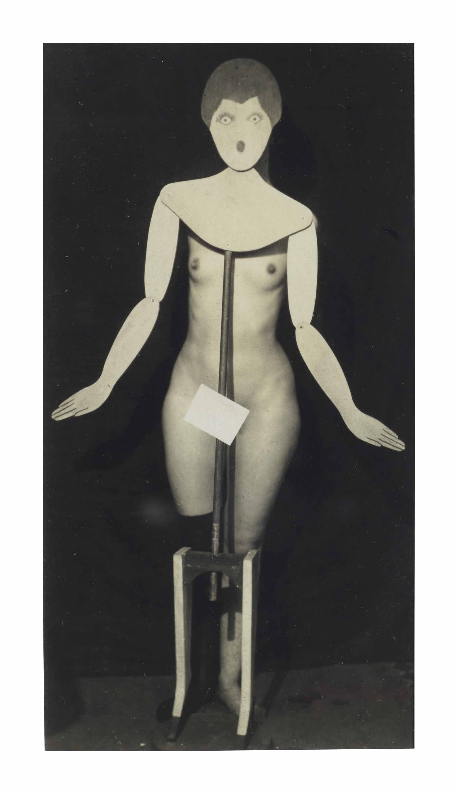Man Ray (1890–1976), dadaphoto, 1920. Image/sheet: 4¾ x 2½  in (12 x 6.3  cm). Estimate: $100,000-150,000. This lot is offered in Visionaries: Photographs from the Emily and Jerry Spiegel Collection on 10 October 2017  at Christie’s in New York
