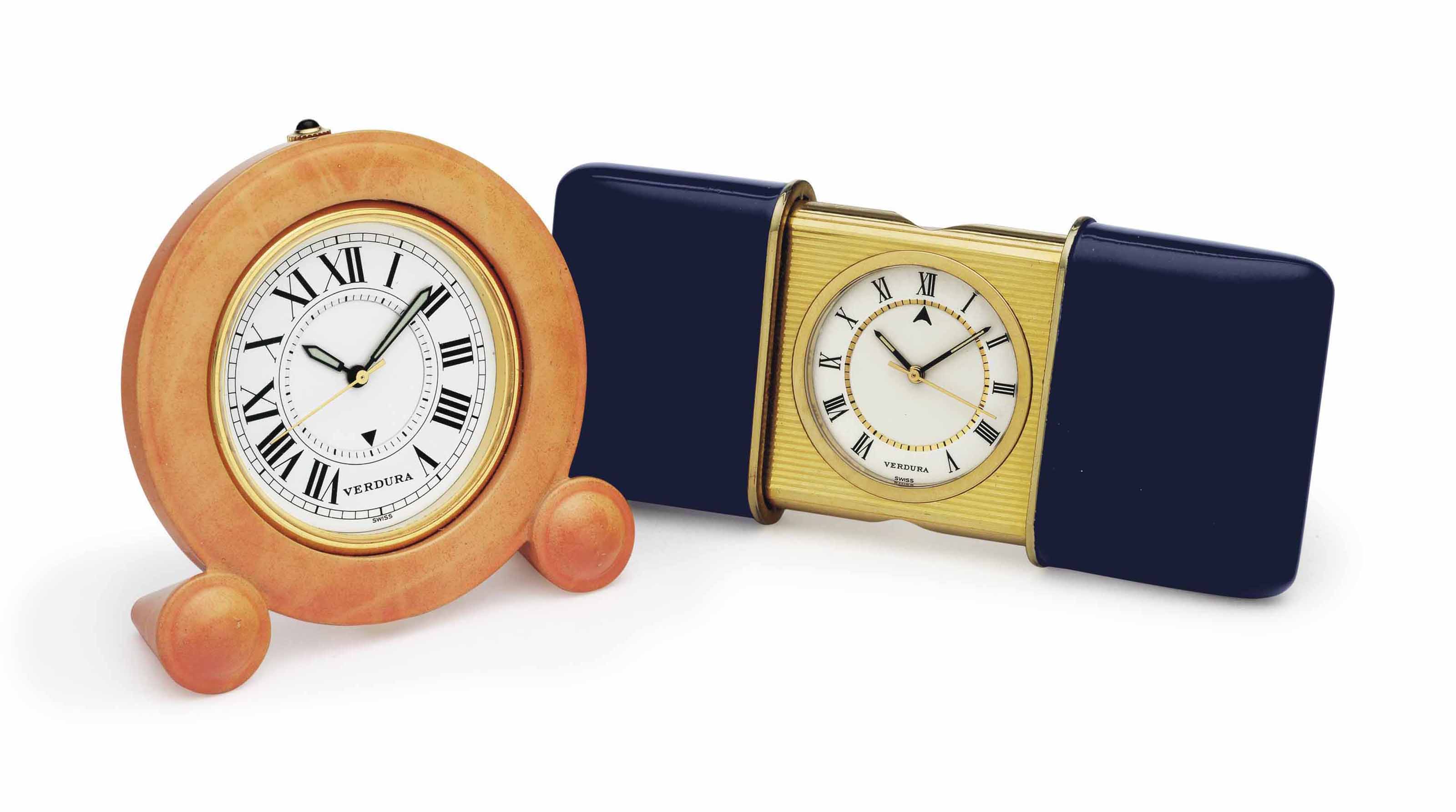 TWO SMALL CLOCKS, BY VERDURA