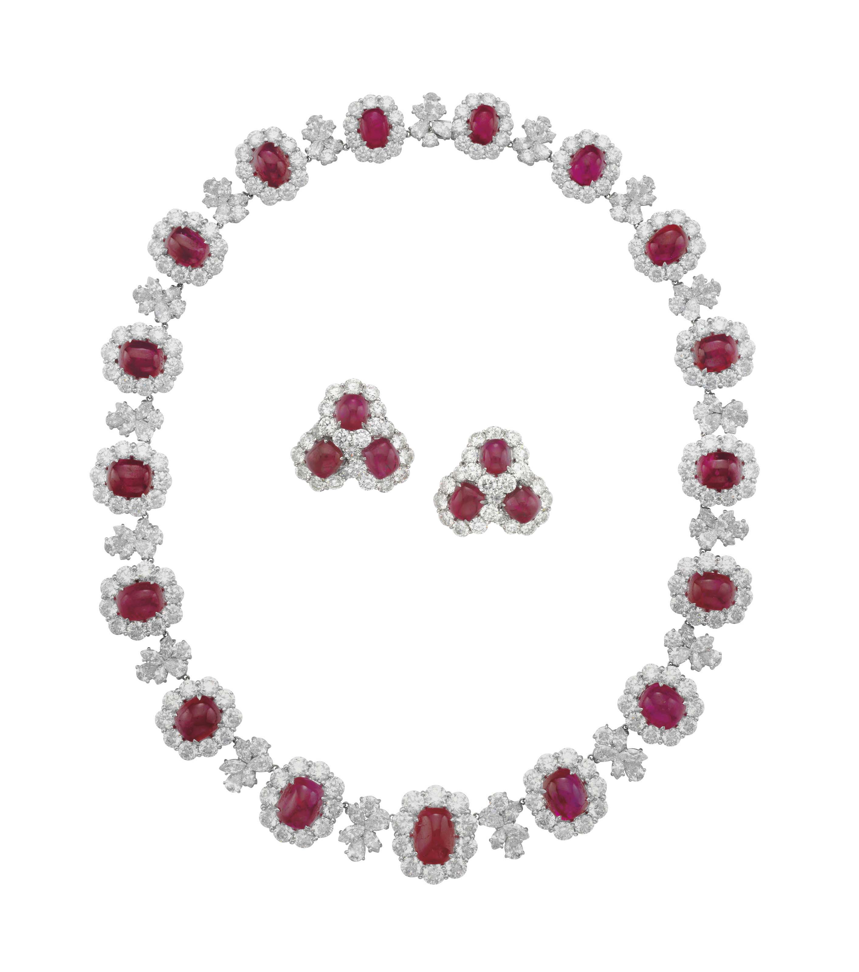 A SET OF RUBY AND DIAMOND JEWELRY