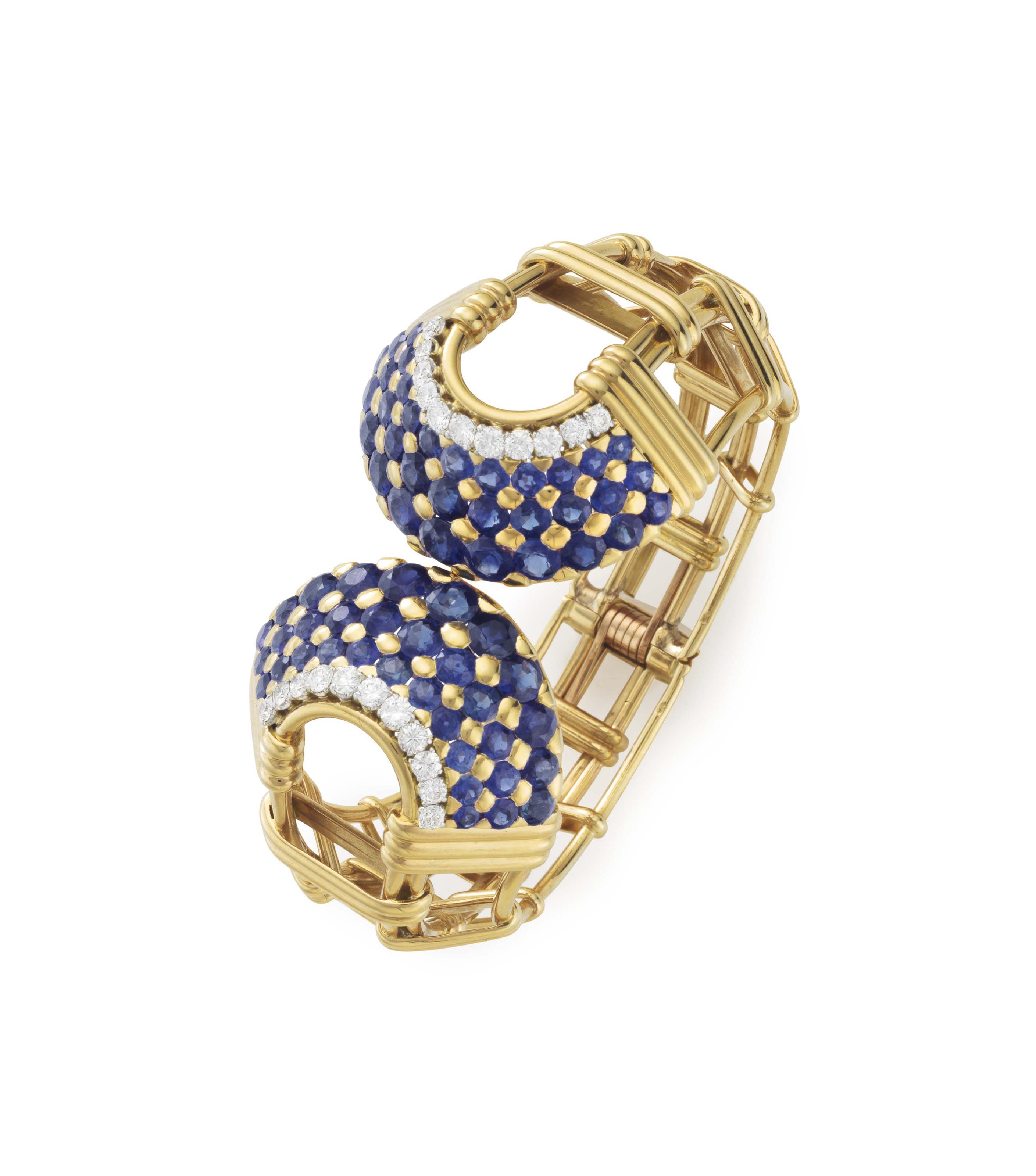 A SAPPHIRE, DIAMOND AND GOLD CUFF BRACELET, BY BOUCHERON Christie's