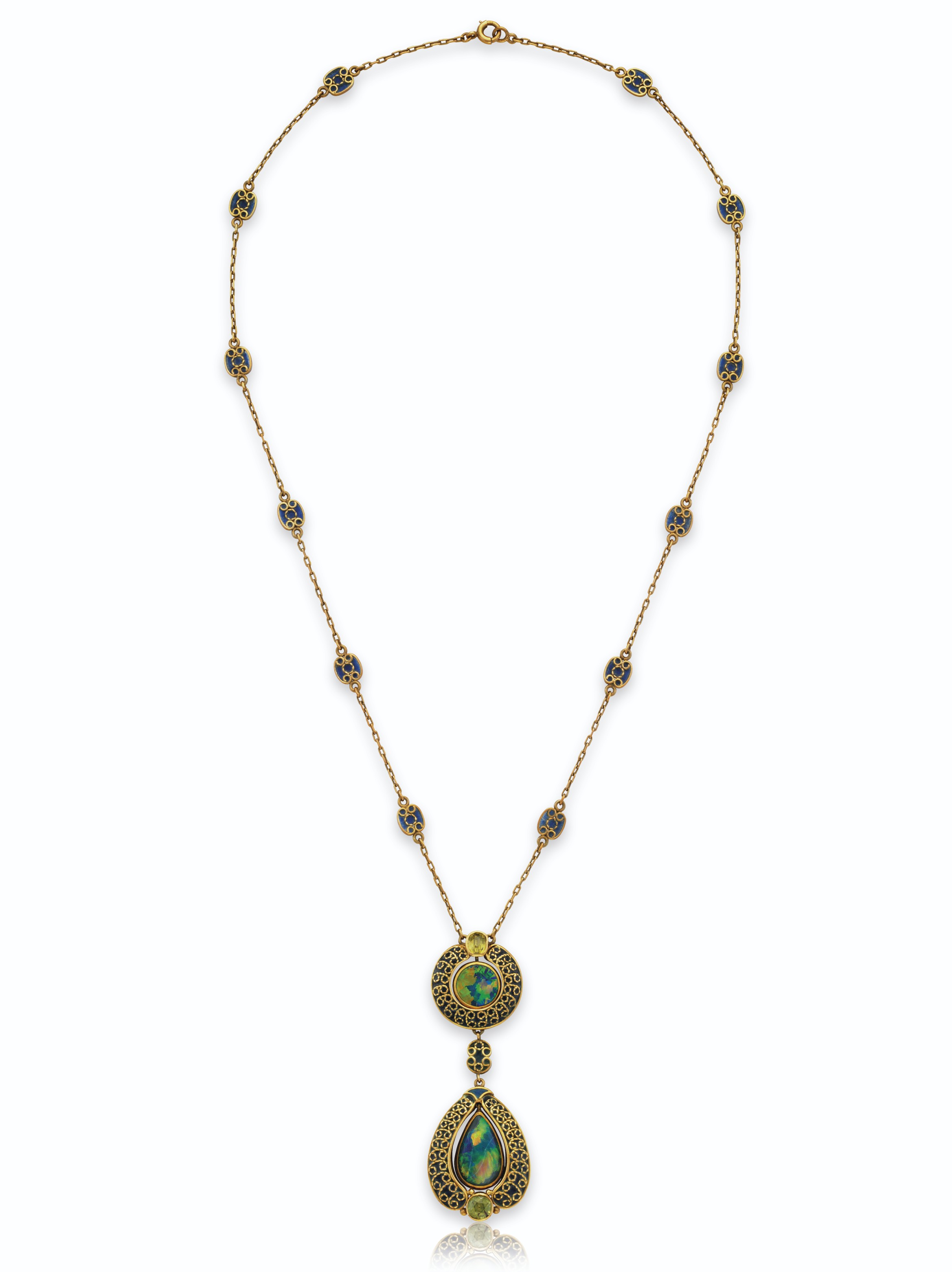 A BLACK OPAL, DEMANTOID GARNET AND 