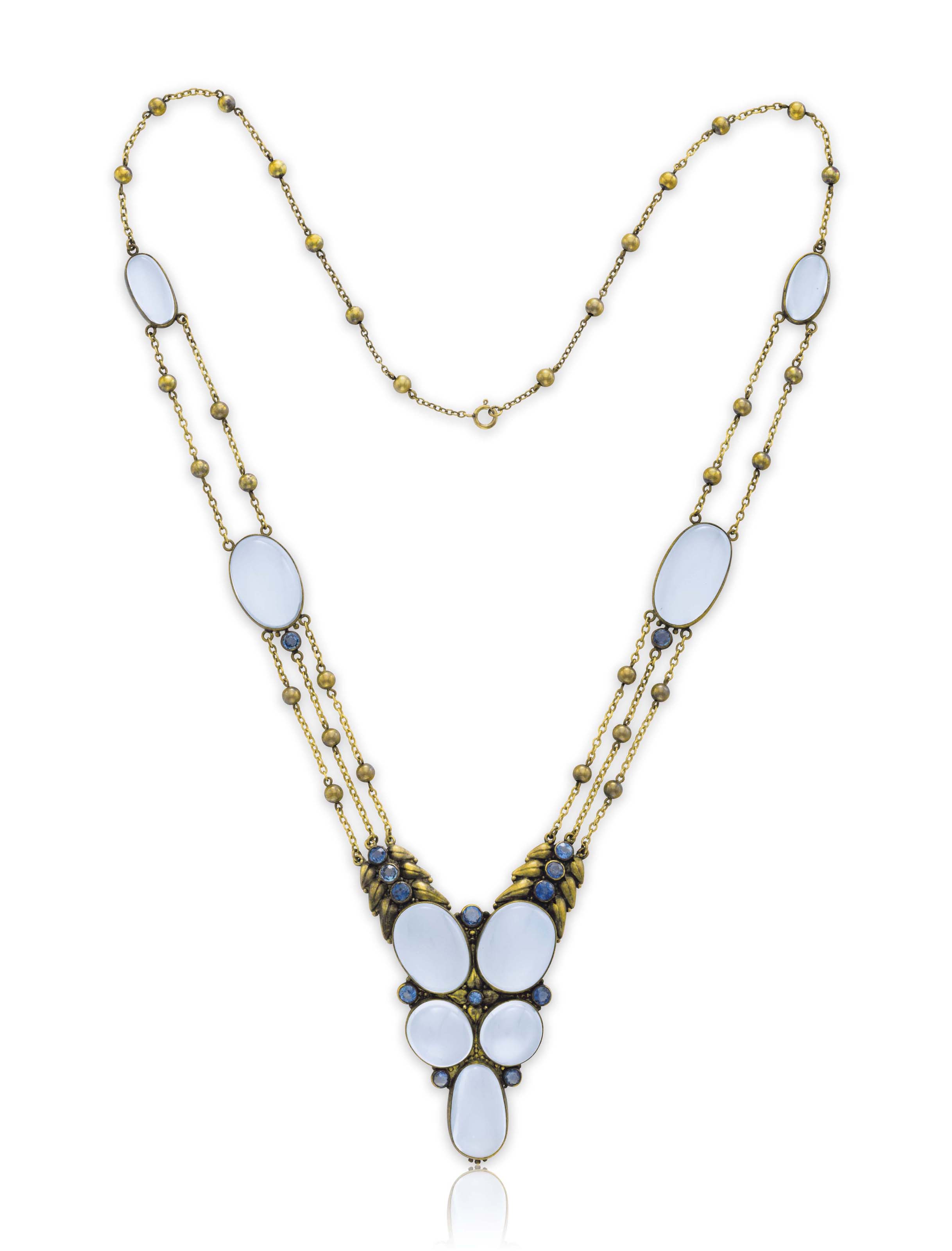 Moonstone And Sapphire Necklace