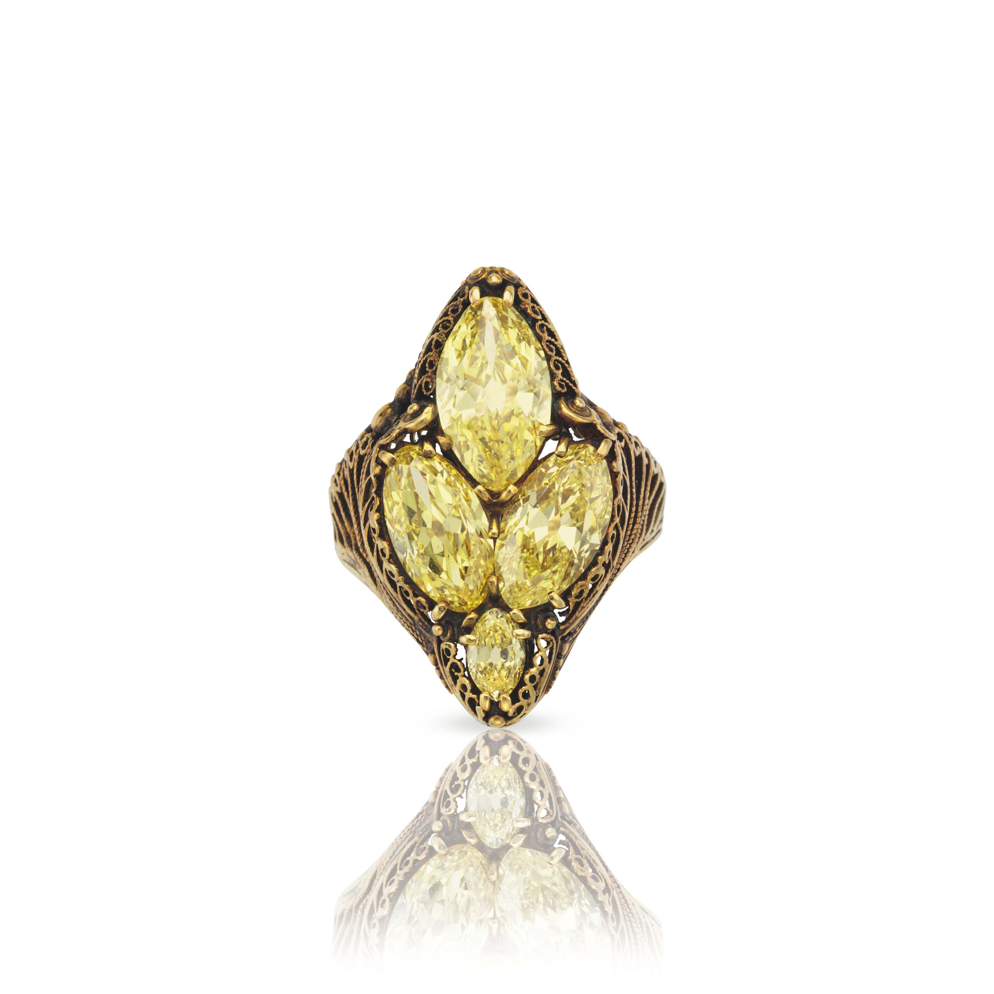 A COLORED DIAMOND RING, BY LOUIS COMFORT TIFFANY, TIFFANY & CO.