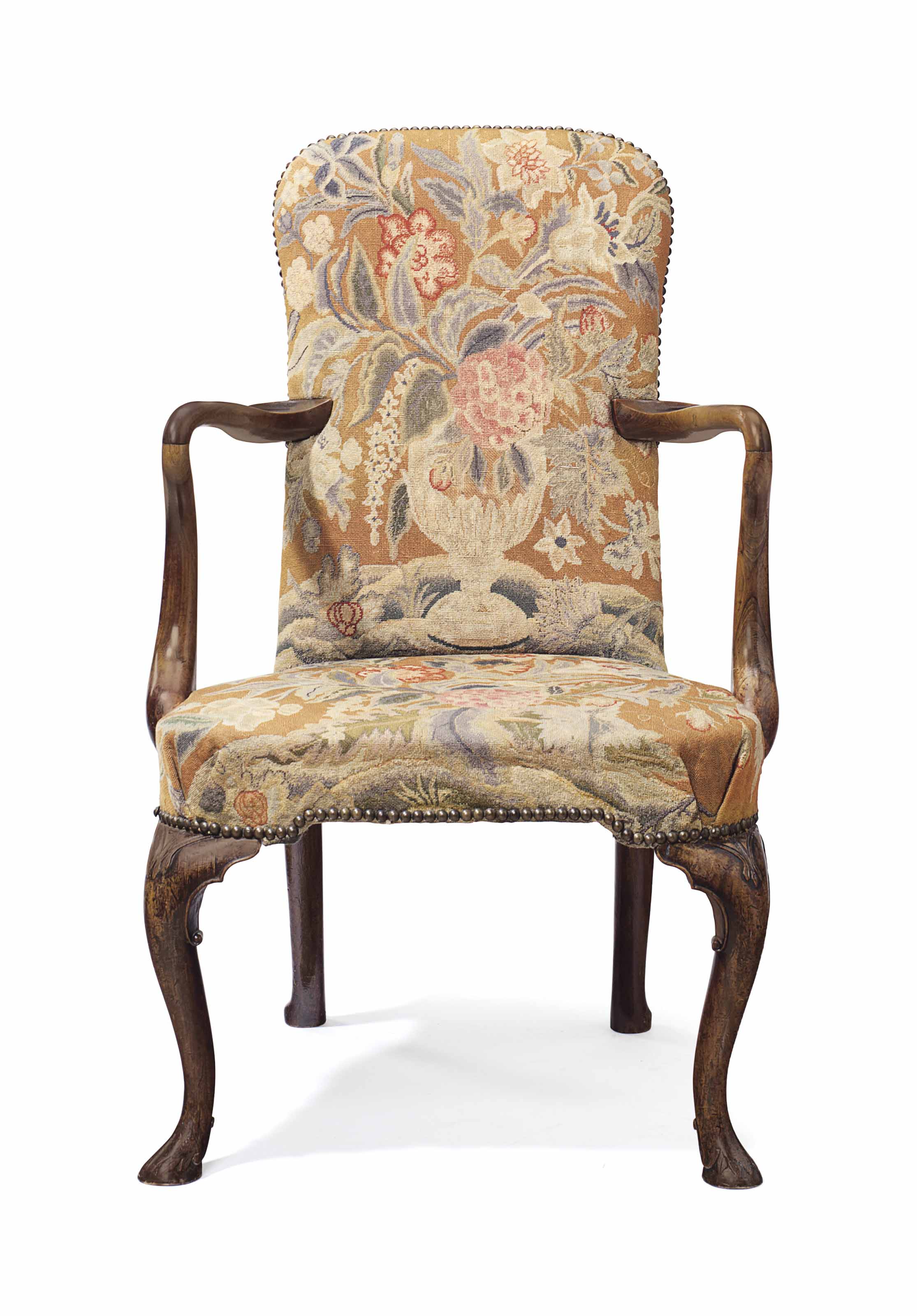 A Queen Anne Walnut Shepherd S Crook Armchair Circa 1710