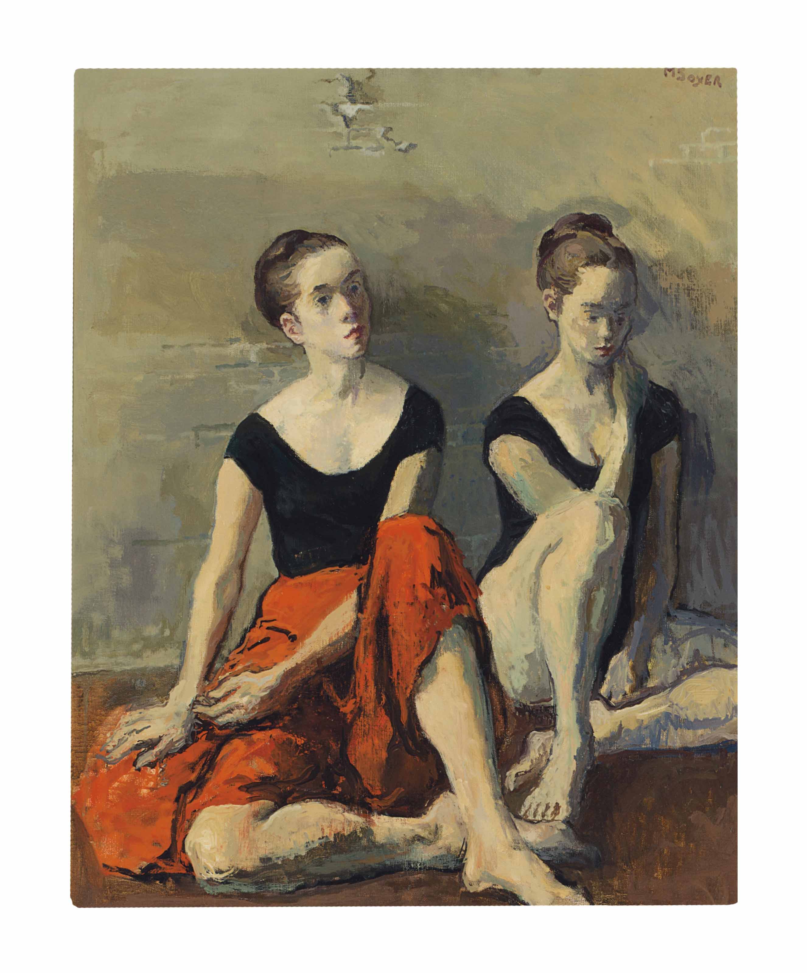 Moses Soyer American 1899 1974 Two Dancers With Red Skirts 1950s Paintings Christie S