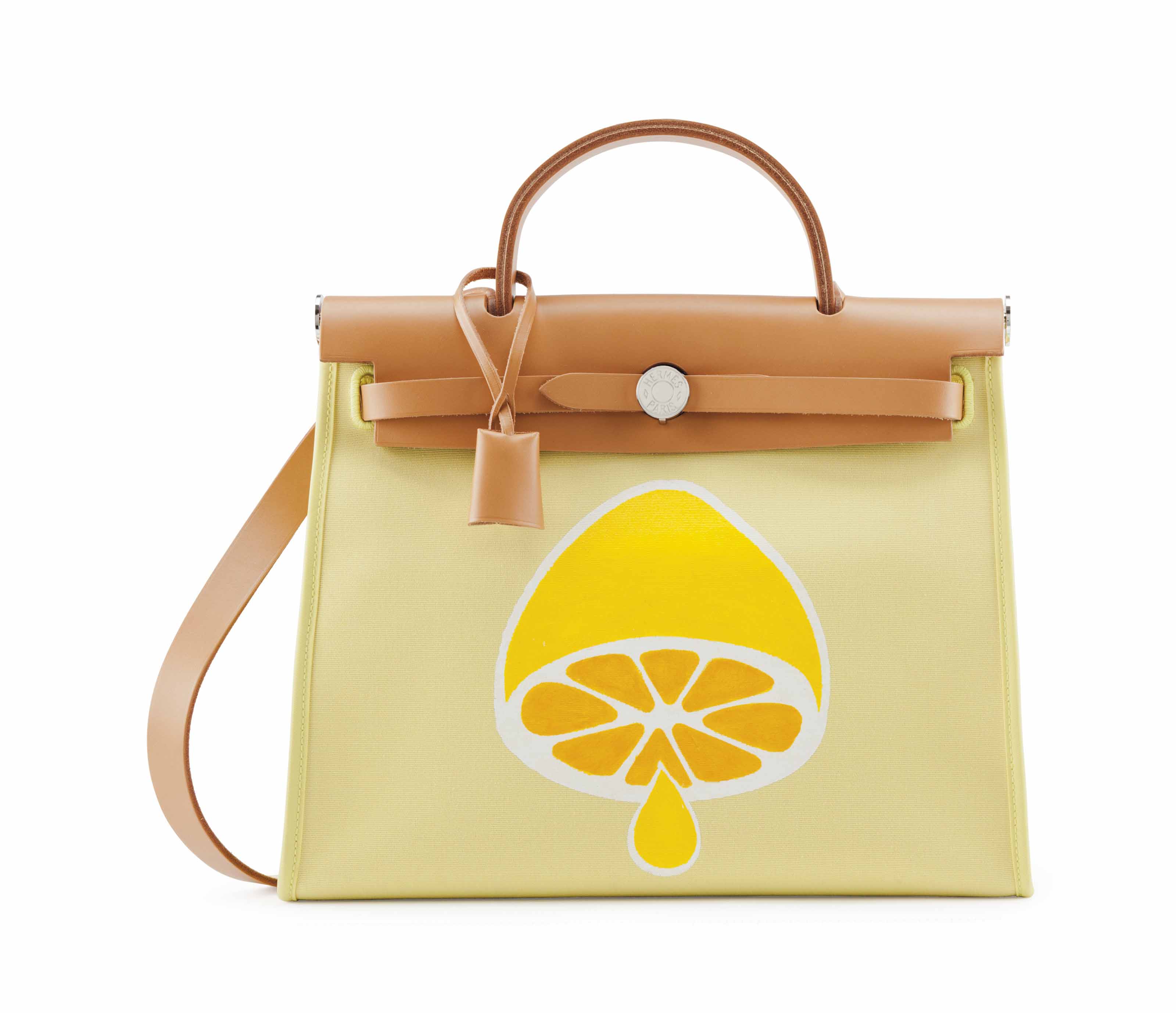 A CUSTOMIZED VACHE HUNTER LEATHER SOUFRE CANVAS HERBAG ZIP 31