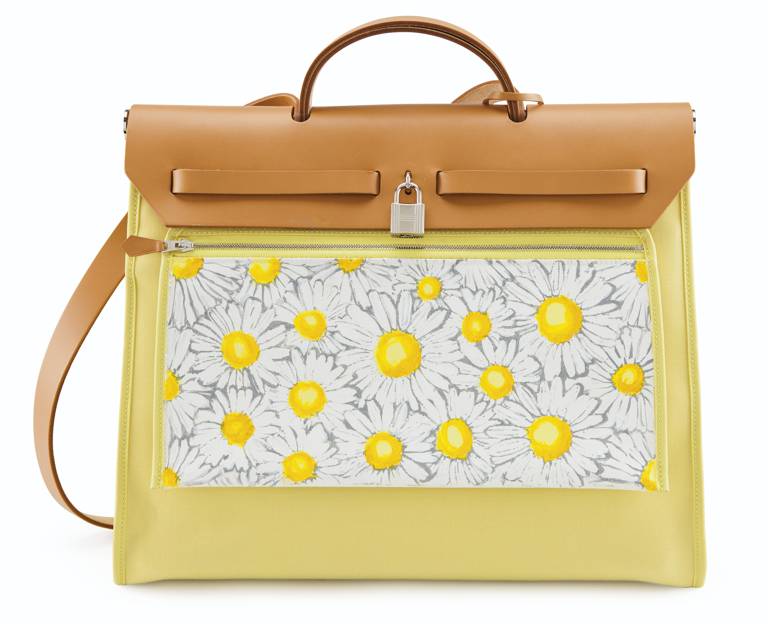 A CUSTOMIZED VACHE HUNTER LEATHER SOUFRE CANVAS HERBAG ZIP 39