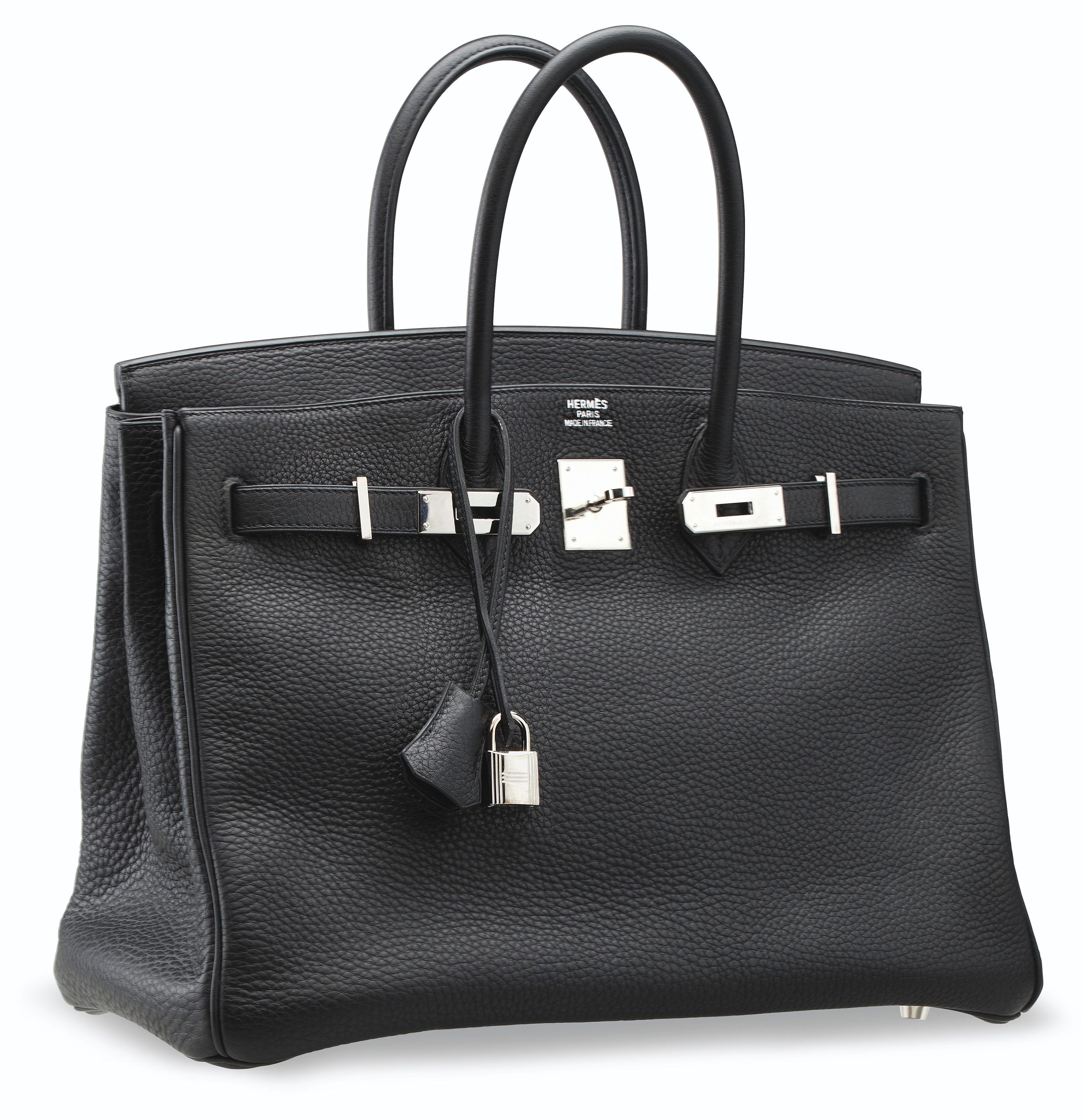A BLACK CLEMENCE LEATHER BIRKIN 35 WITH PALLADIUM HARDWARE