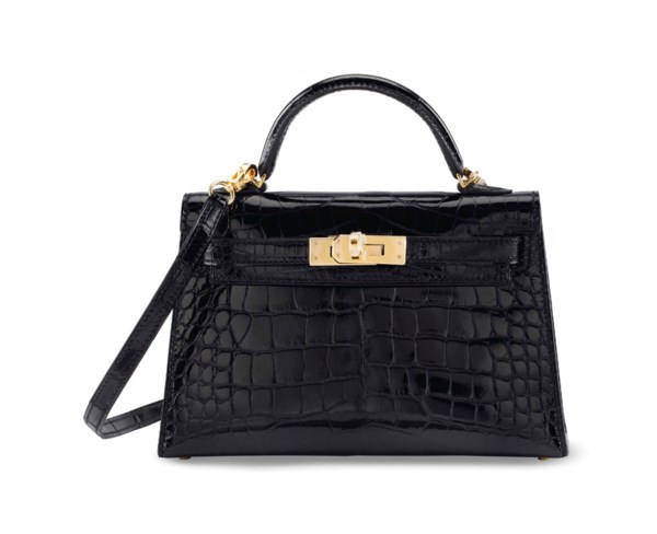 Hermes Kelly 20 Black Alligator Mini Sellier Gold Hardware Limited