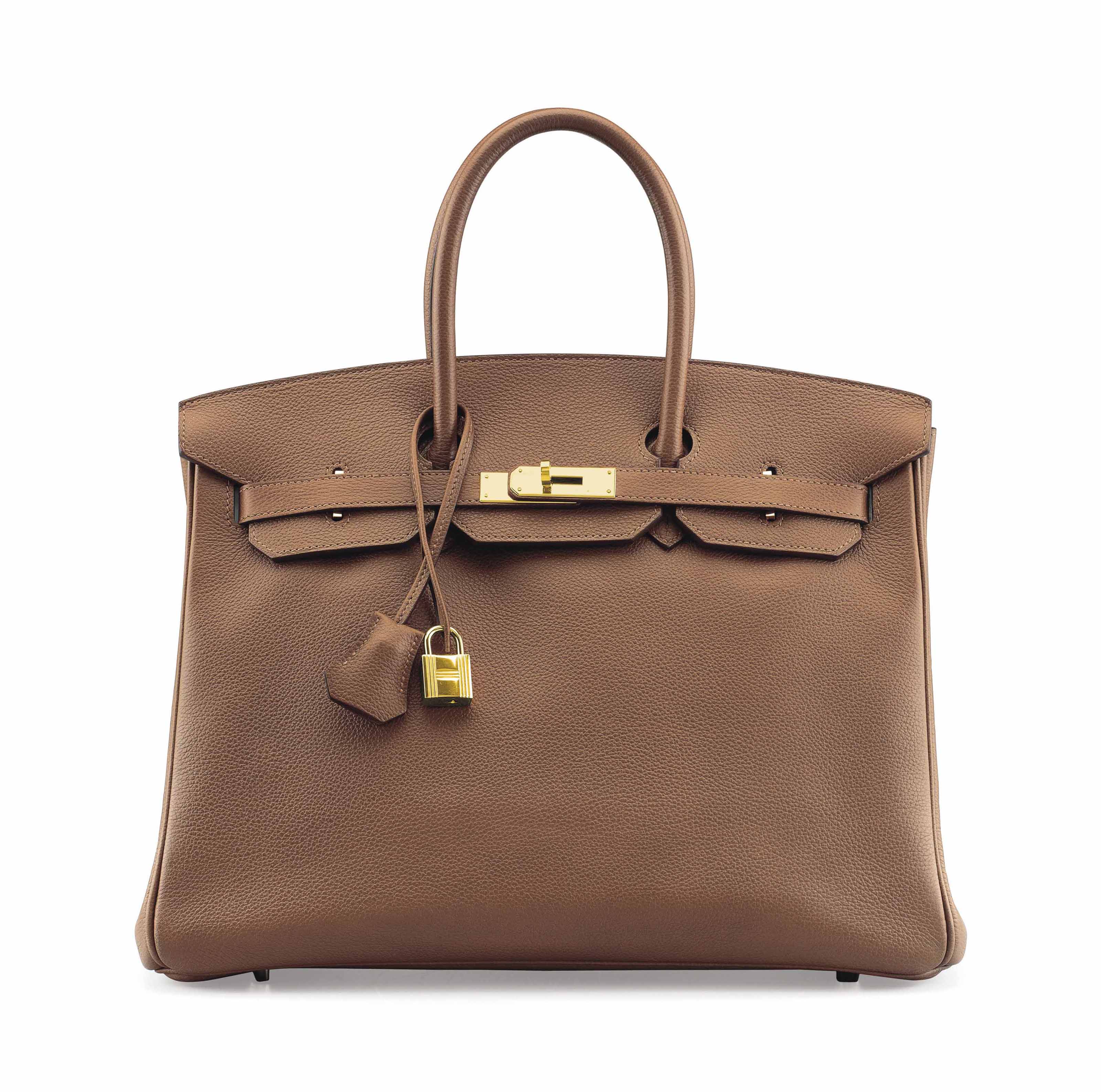 AN ALEZAN VACHE TREKKING LEATHER BIRKIN 35 WITH GOLD HARDWARE