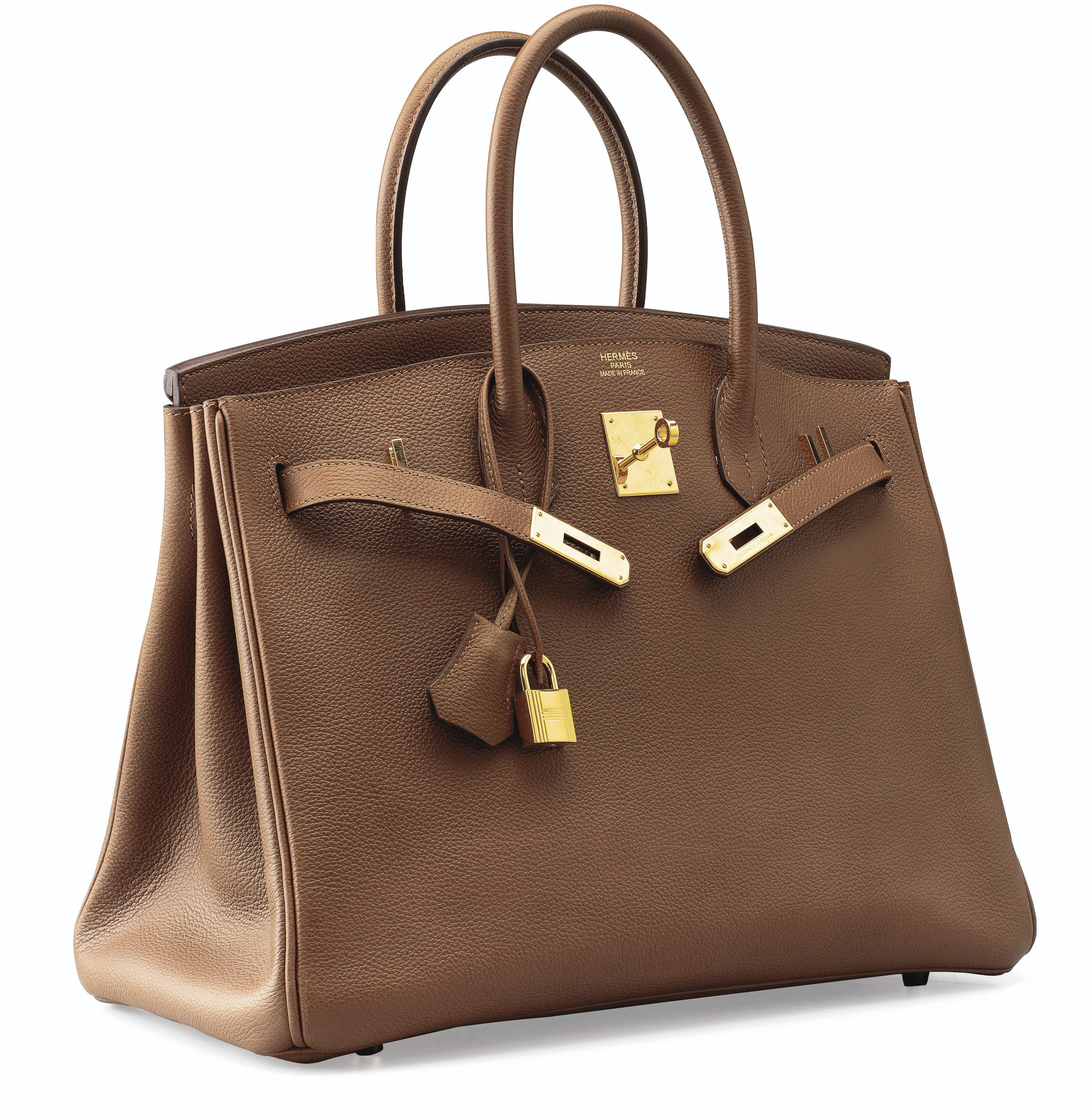 ✳︎ HERMÈS ✳︎ ナプキン 2枚組 ブラウン AN ALEZAN VACHE TREKKING LEATHER BIRKIN 35 WITH GOLD HARDWARE