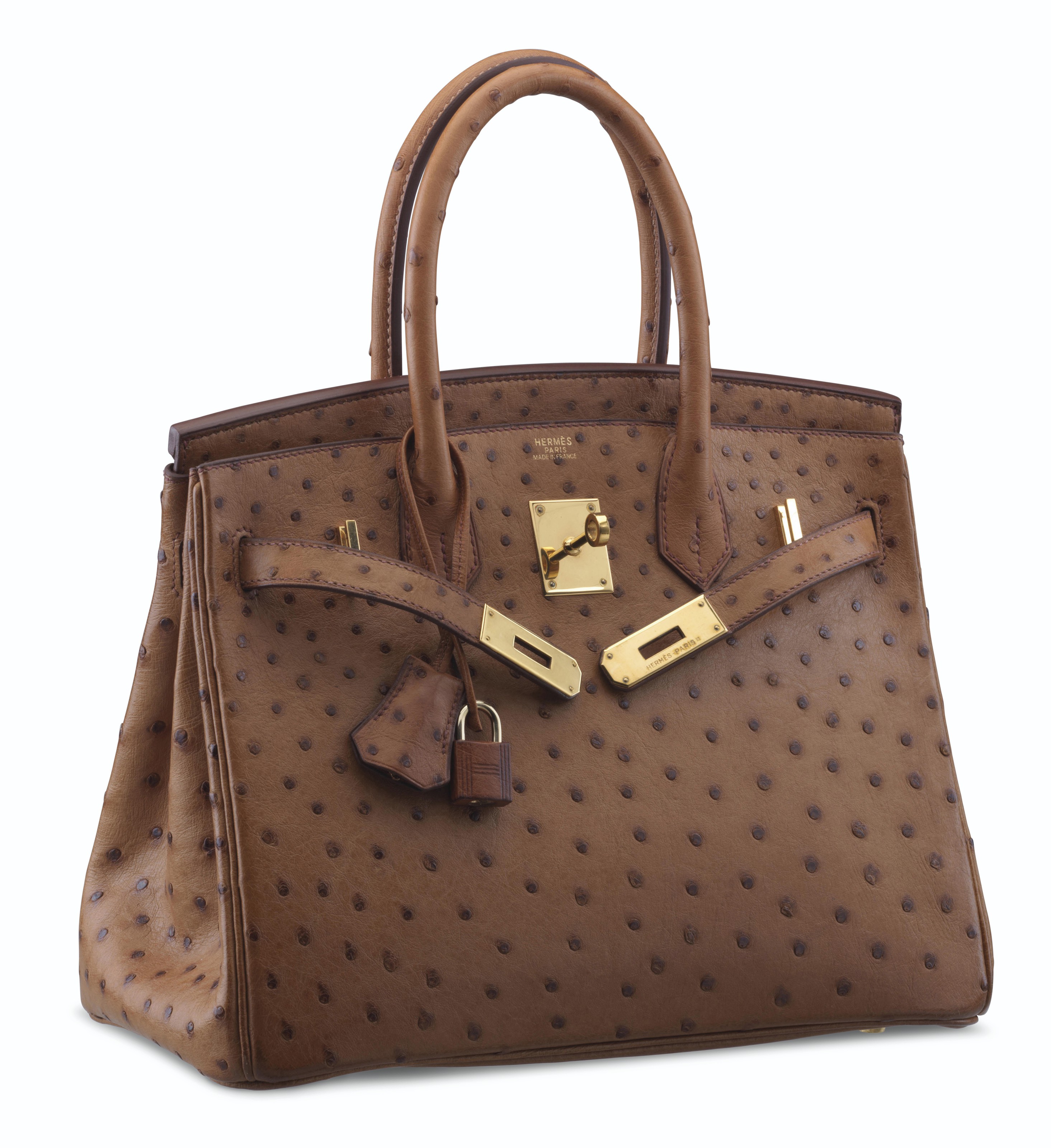 A COGNAC OSTRICH BIRKIN 30 WITH GOLD HARDWARE, HERMÈS, 2003
