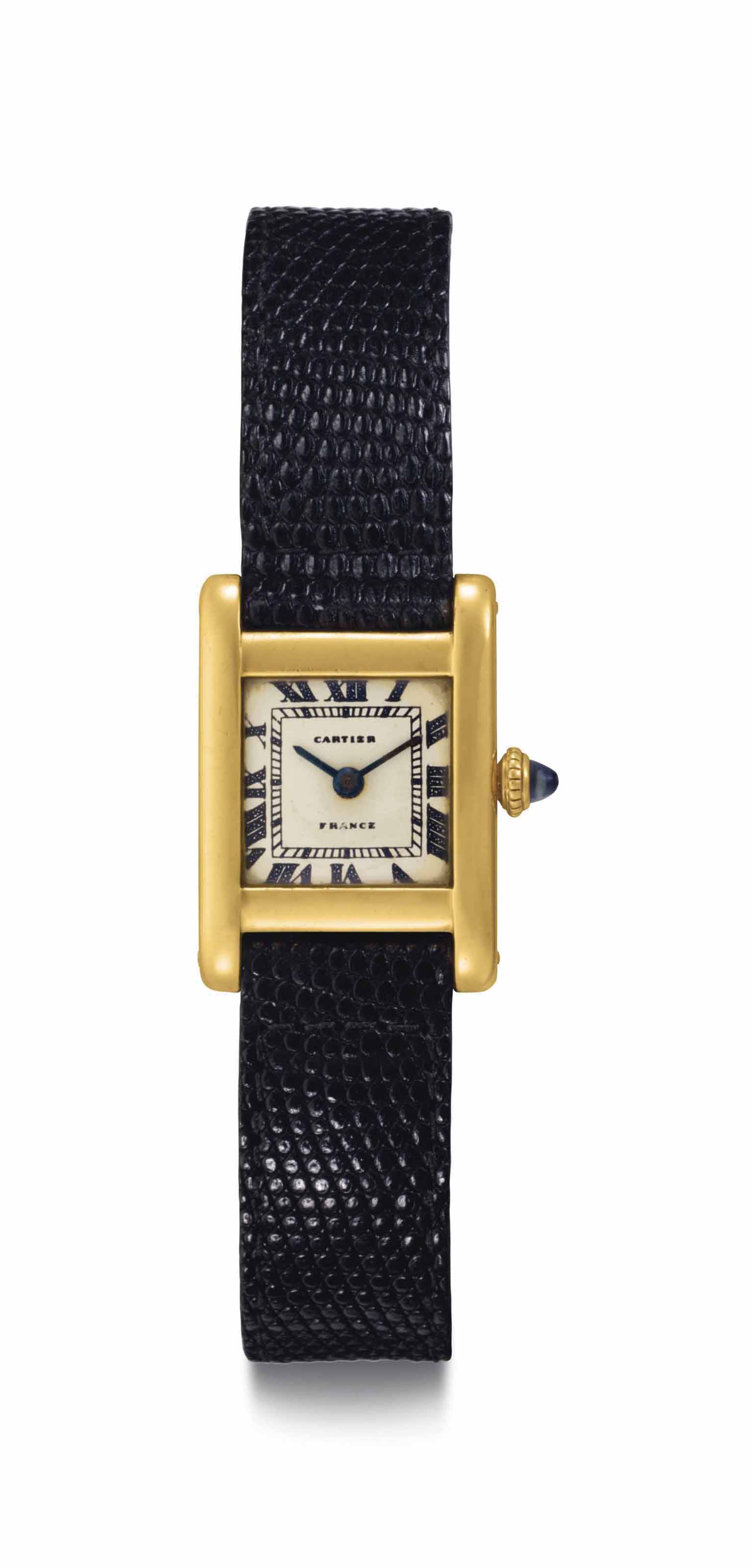 Cartier, an historically important Tank model belonging to Jacqueline Kennedy Onassis, 1962, sold for $379,500 on 21 June 2017 at Christie's in New York