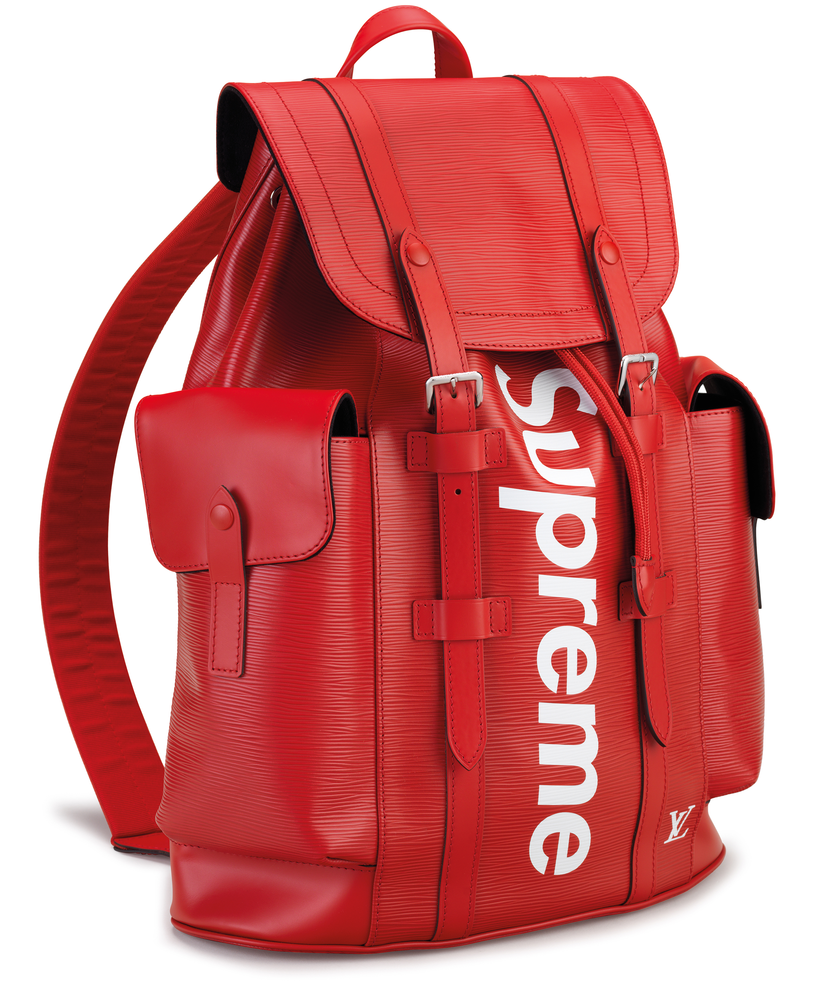 red and white supreme backpack