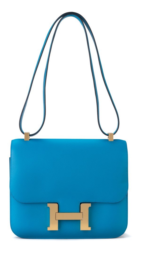 A BLEU ZANZIBAR EVERCOLOR LEATHER CONSTANCE 24 WITH GOLD HARDWARE, HERMÈS,  2017