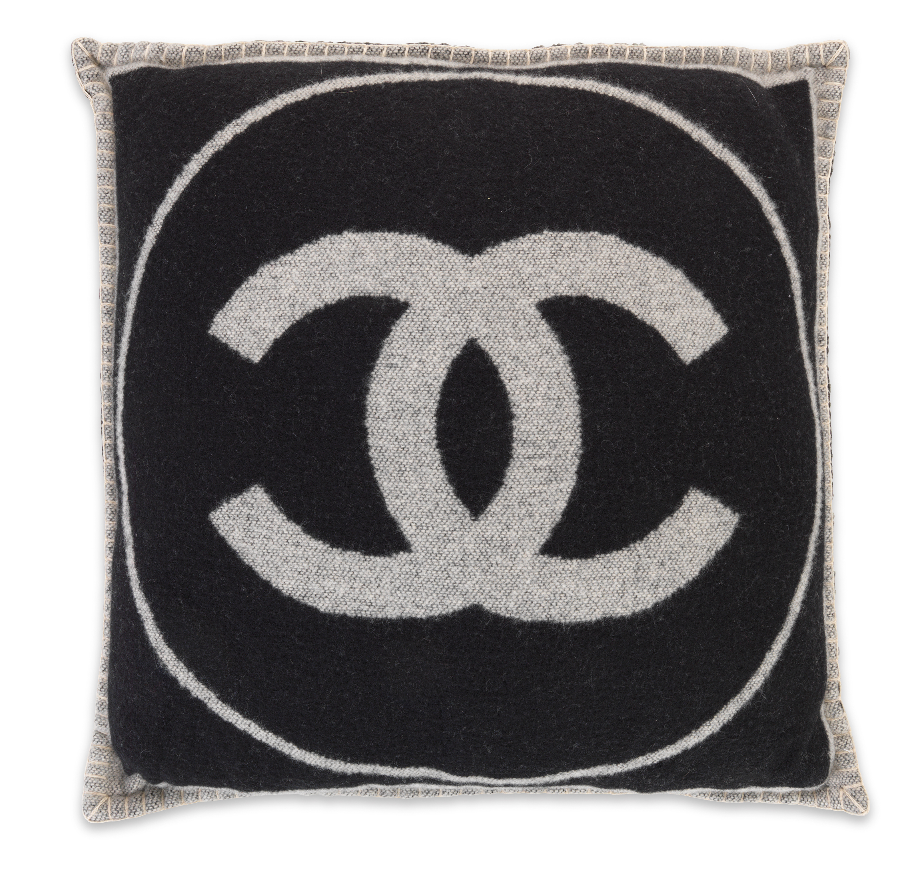 A GREY & BLACK CASHMERE THROW PILLOW, CHANEL, 2010s | Christie