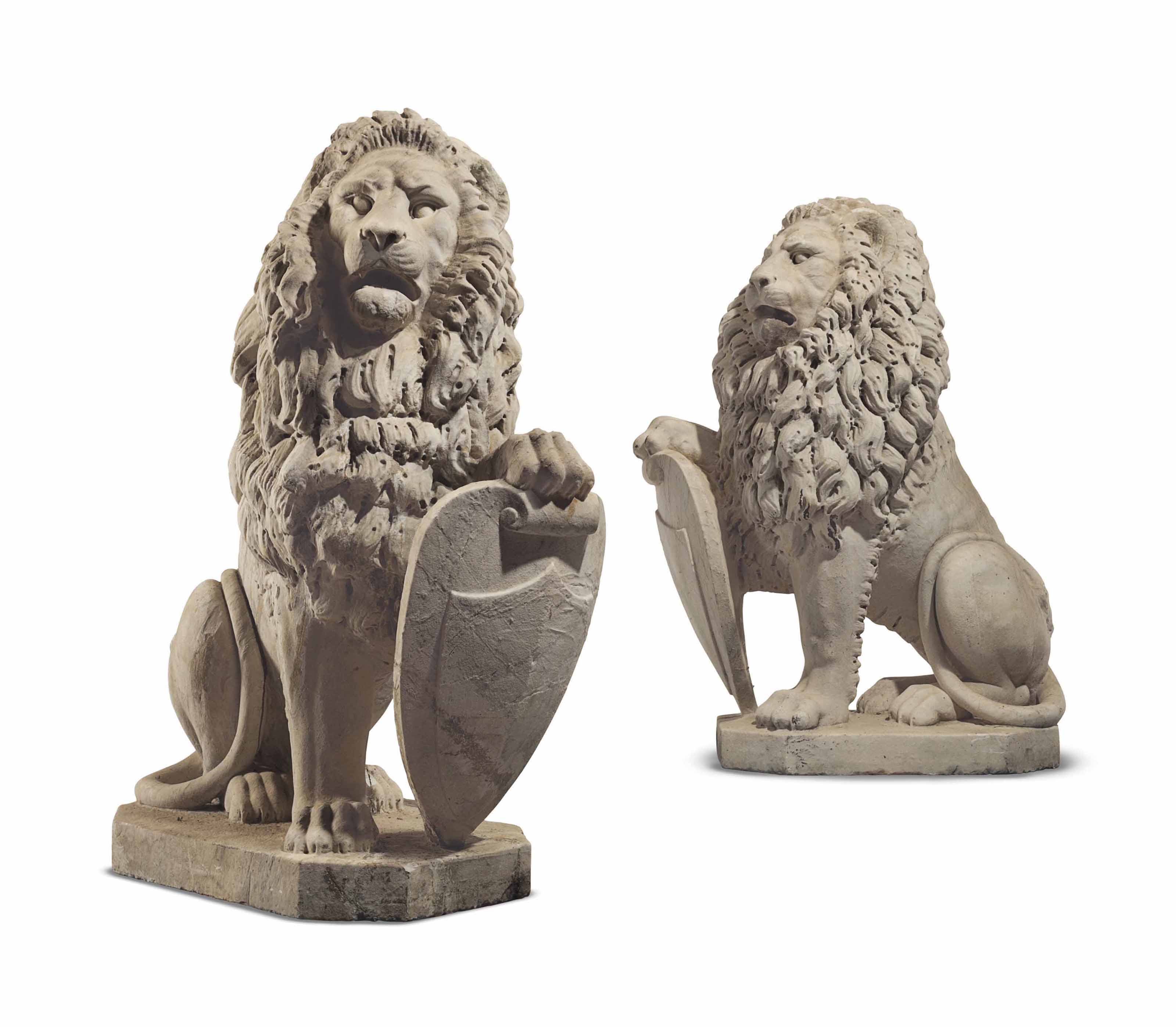 A PAIR OF LARGE STONE LIONS , 19TH/20TH CENTURY Christie's
