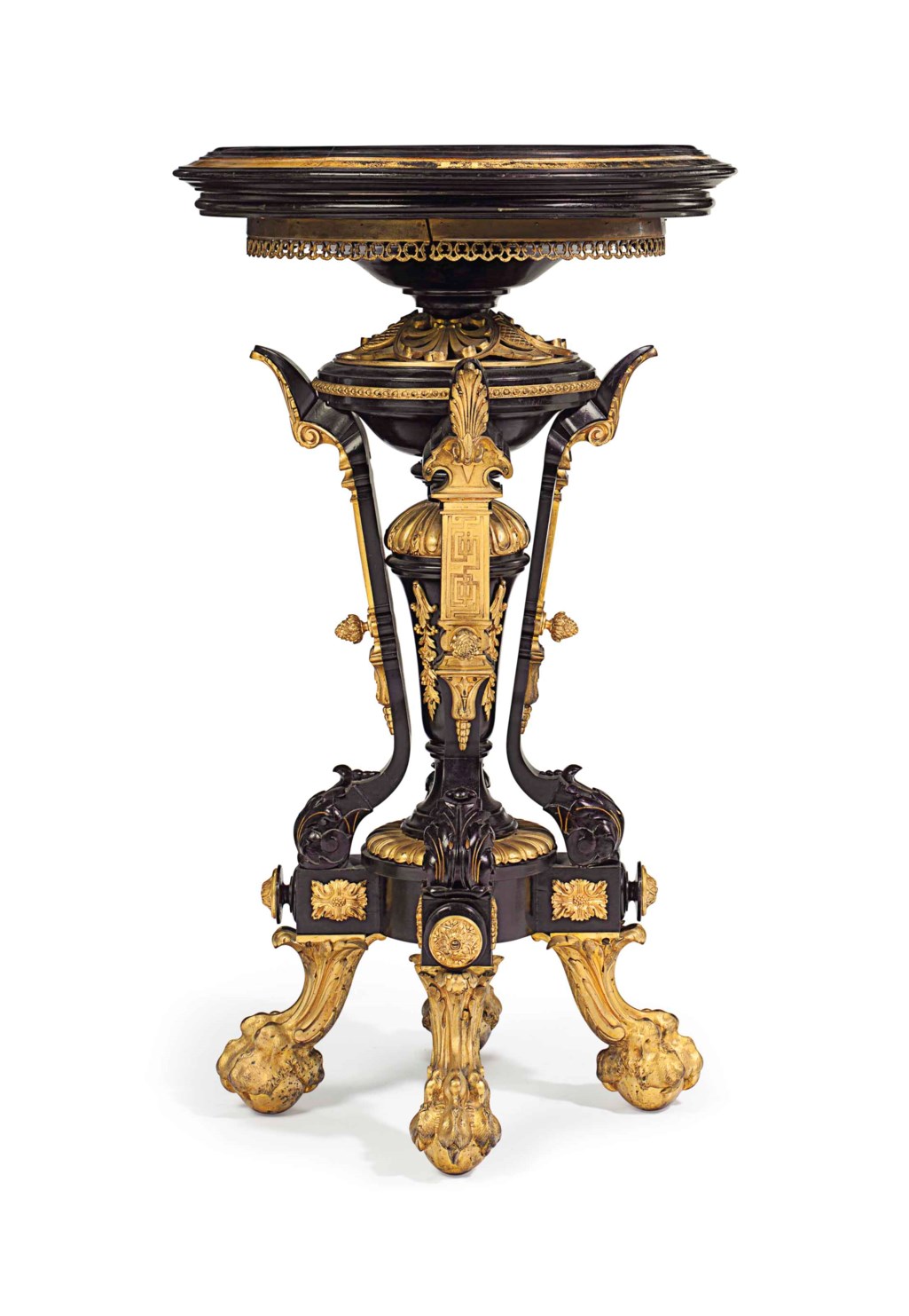 A Renaissance Revival Parcel Gilt And Gilt Metal Mounted Ebonized