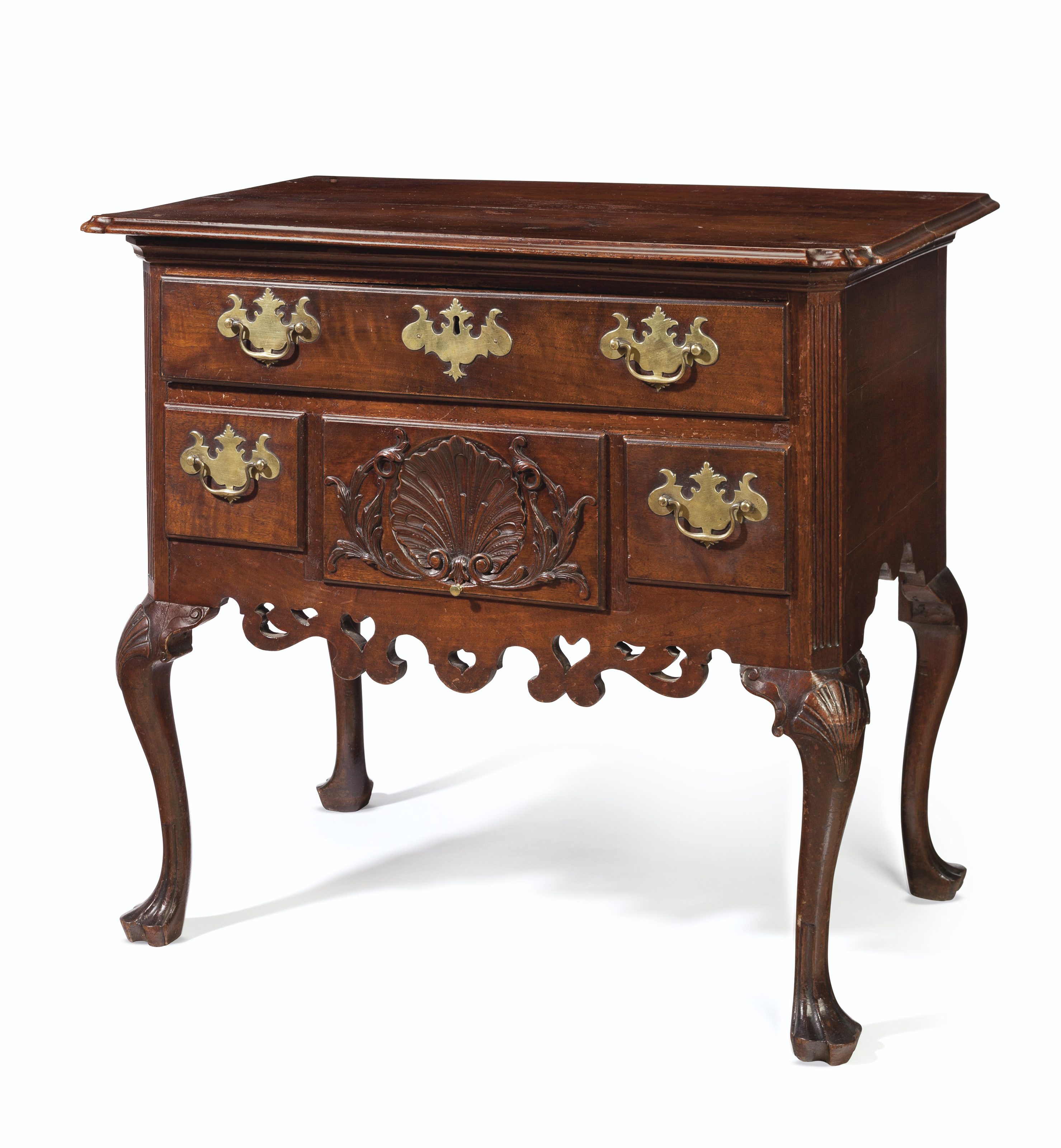 A QUEEN ANNE CARVED WALNUT DRESSING TABLE , THE CASE ATTRIBUTED TO THE