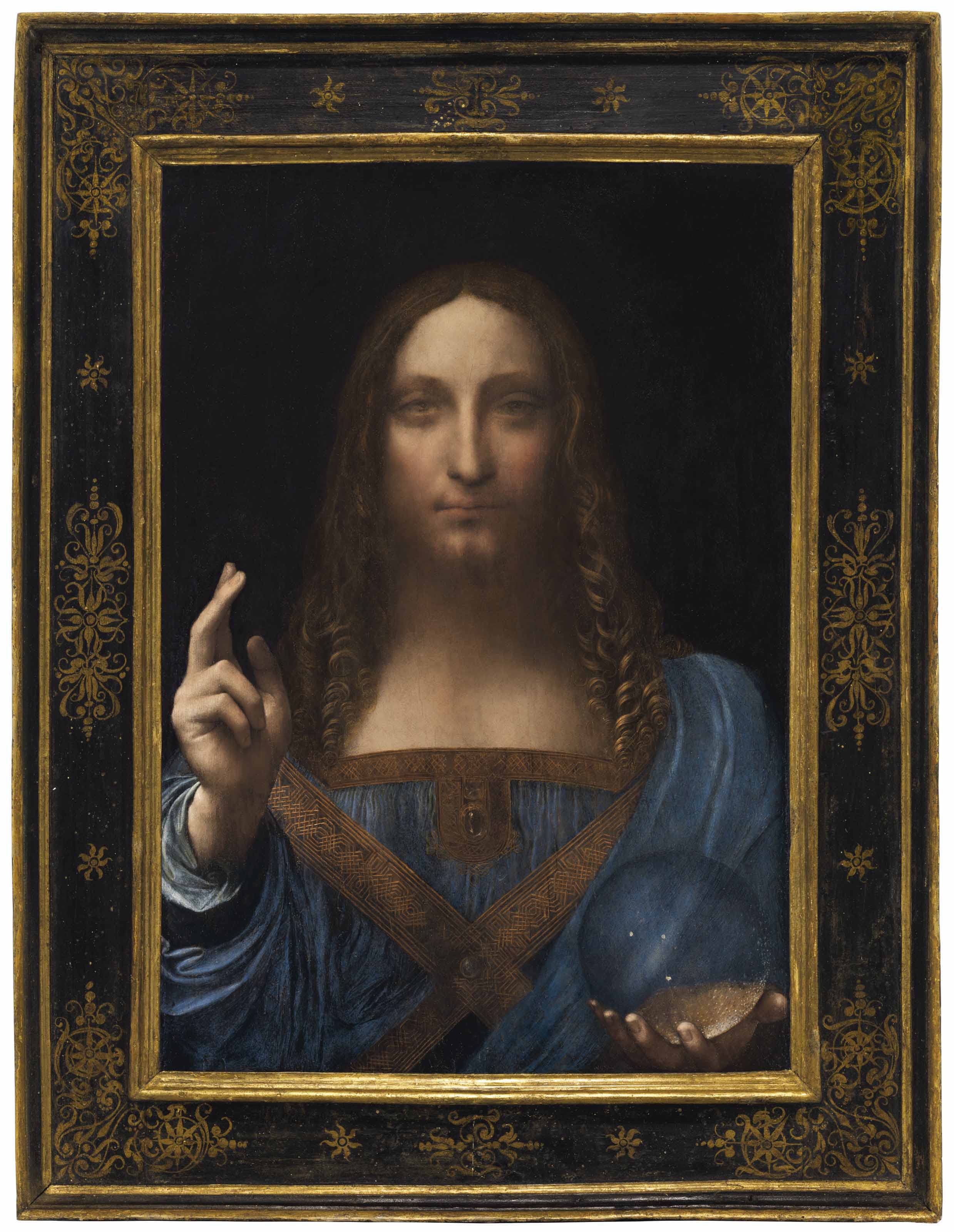 Leonardo da Vinci (1452-1519), Salvator Mundi, painted circa 1500. 25⅞ x 18  in (65.7 x 45.7  cm). Sold for $450,312,500 in the Post-War & Contemporary Art Evening Sale on 15 November 2017  at Christie’s in New York