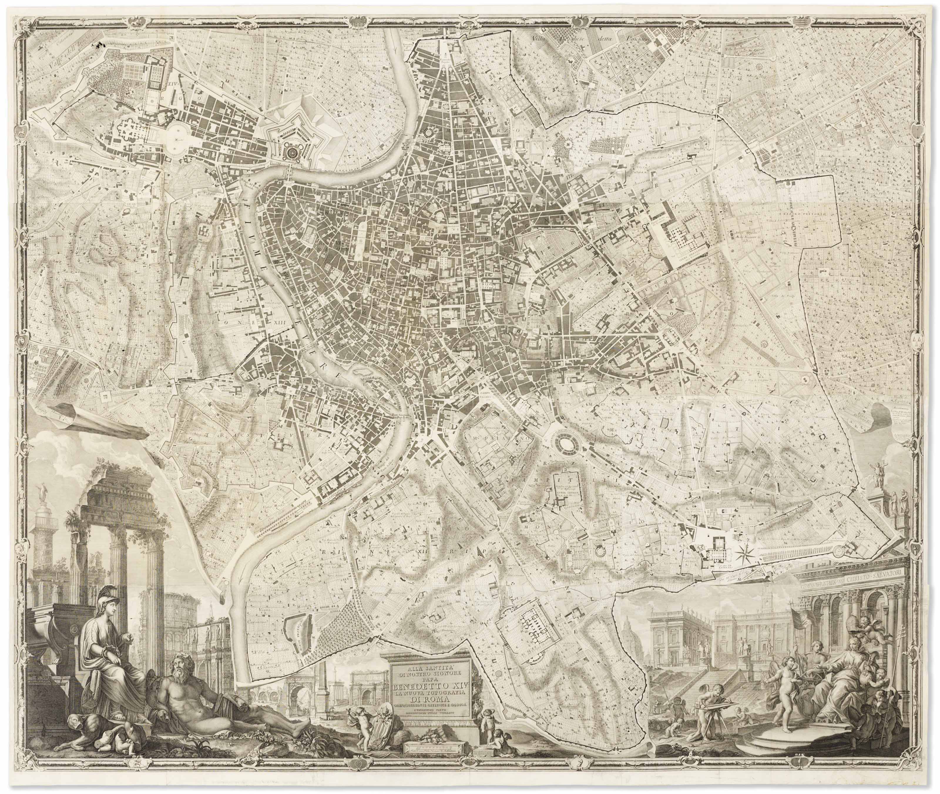 ROME, WALL-MAP]. GIOVANNI BATTISTA FALDA DA VALDUGGIA. Nuova Pianta et ...