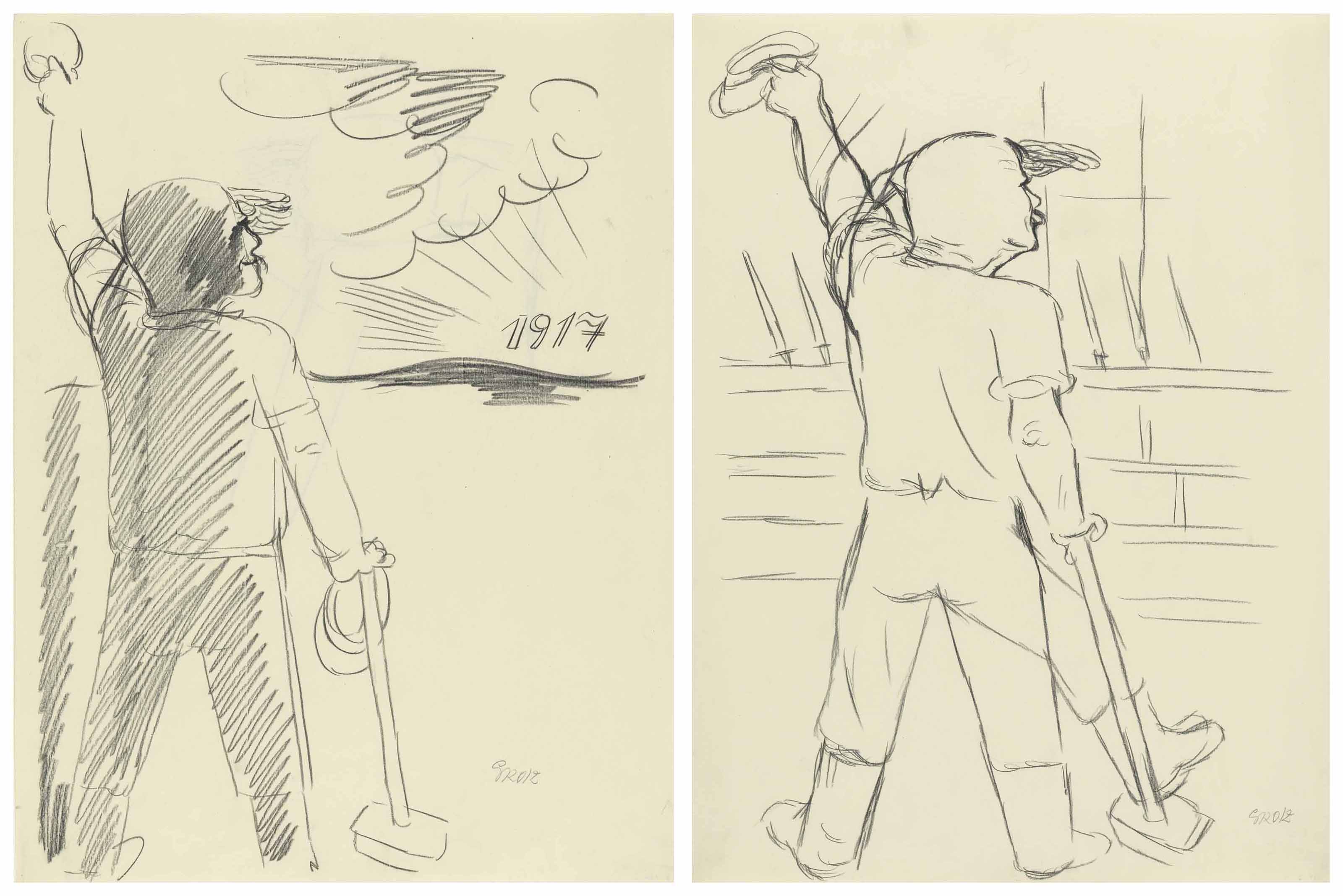 George Grosz (1893-1959), Revolution 1917. Each: 23⅝ x 18⅛  in (60 x 46  cm). Estimate: $15,000-20,000. This lot is offered in the&nbsp;Impressionist and Modern Art Works on Paper Sale on 14 November at Christie&rsquo;s in New York