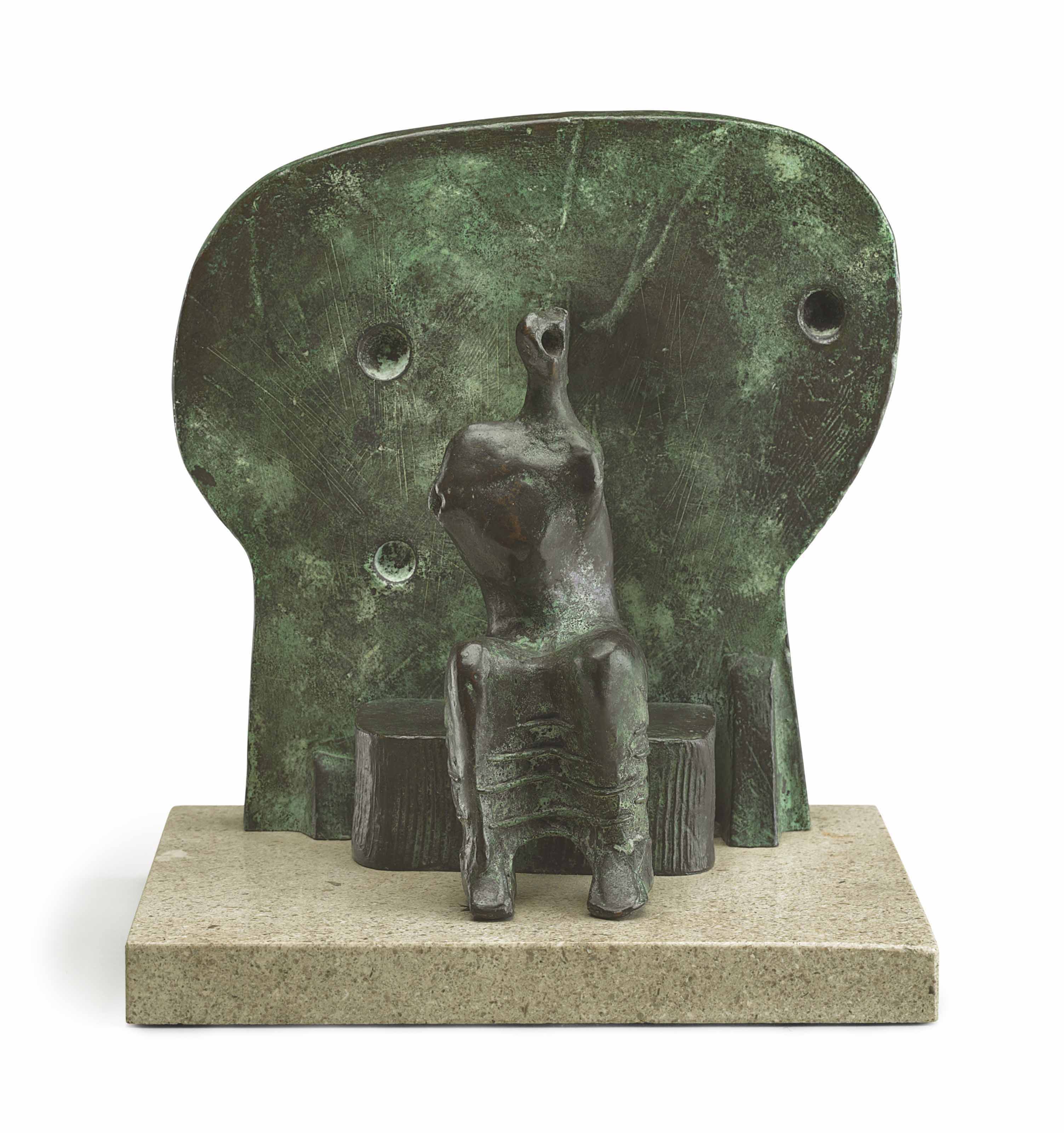 Armless Seated Figure against Round Wall