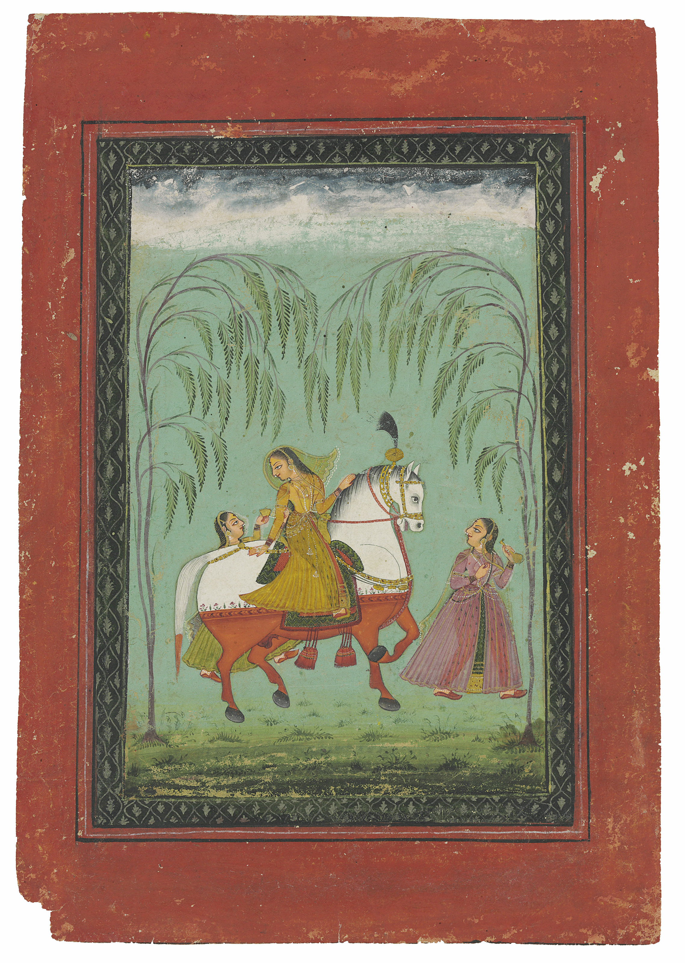 Sarang Ragini And A Lady Out Riding India Deccan Golconda Or