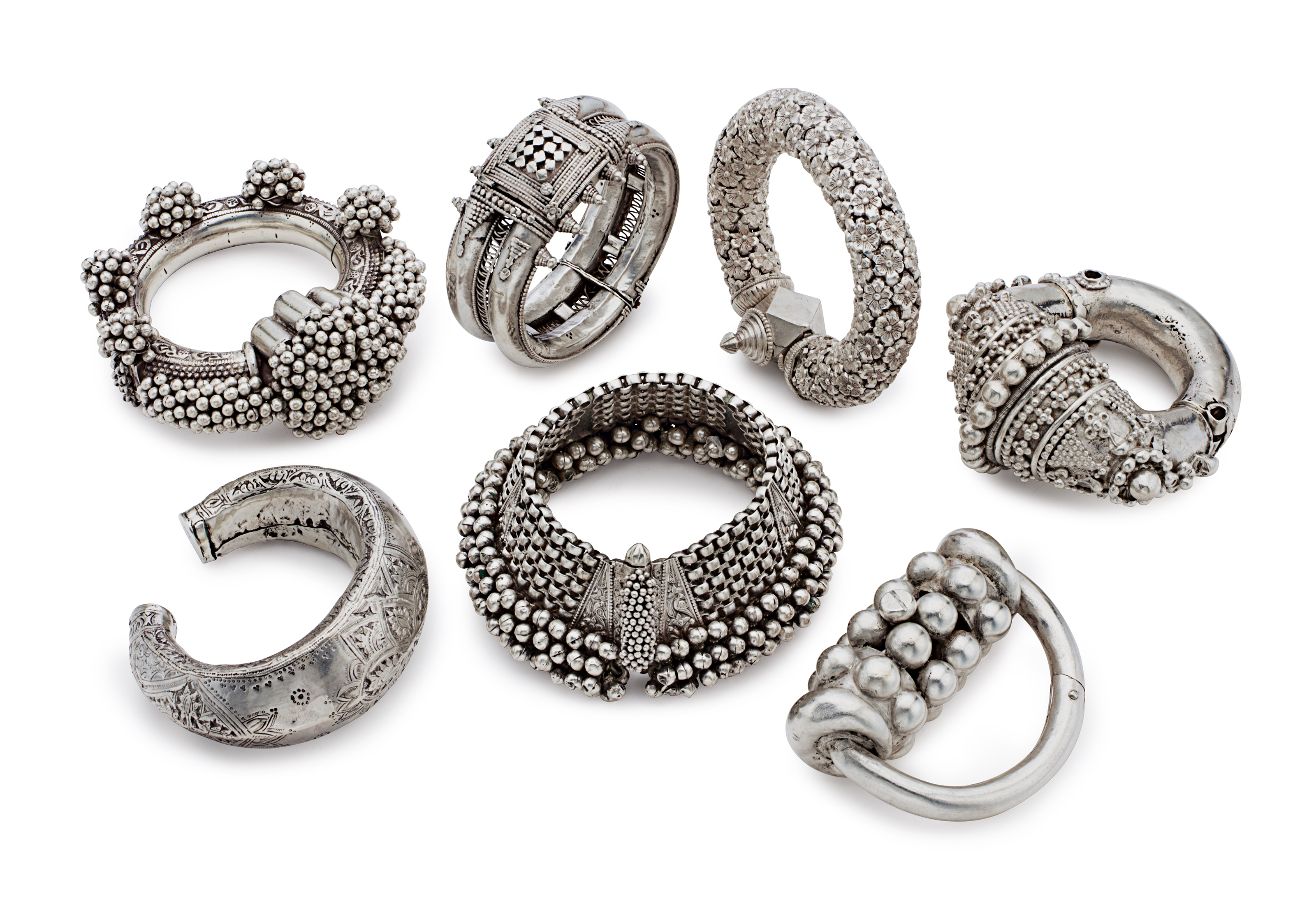 A Group Of Seven Silver And Silvered Metal Bracelets India 19th 20th Century Christie S