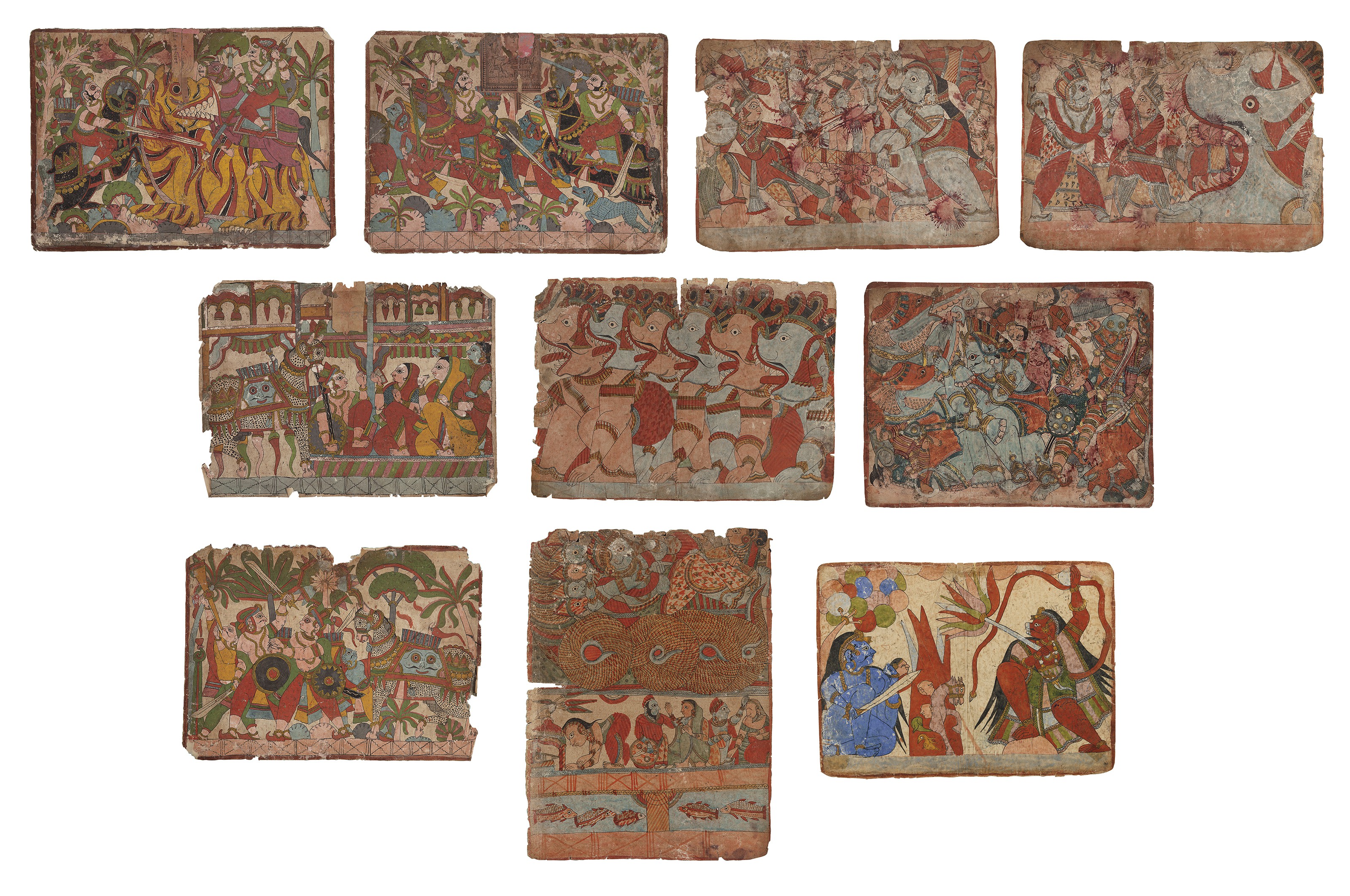 A GROUP OF EIGHT PAITHAN PAINTINGS, INDIA, MAHARASHTRA, 19TH CENTURY ...