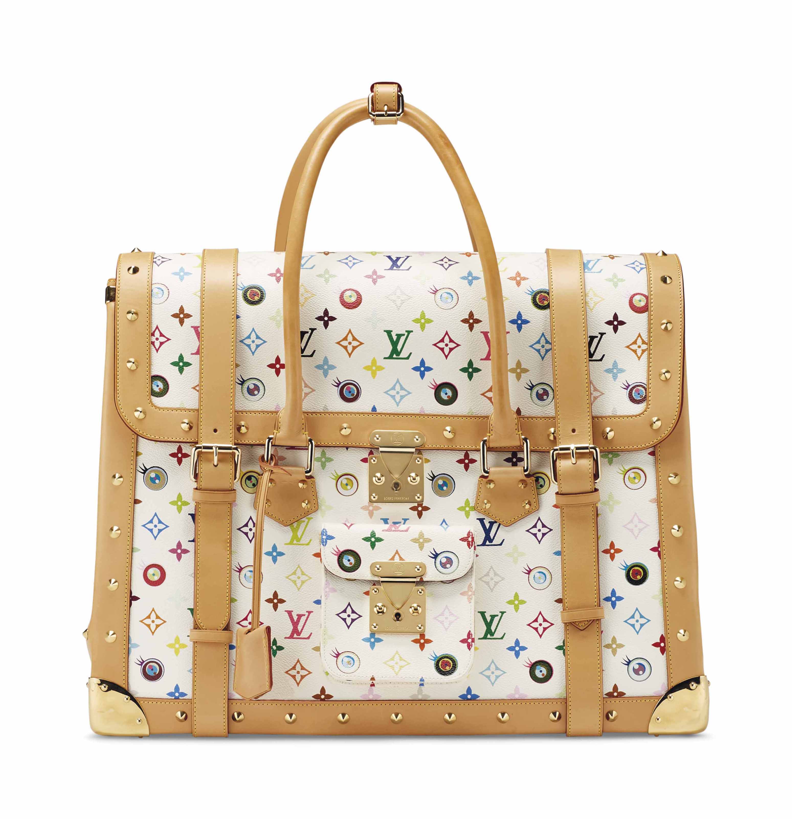 Louis Vuitton. A limited edition Monogram Eye Love Multicolore canvas Eye Dare You with gold hardware, spring/summer 2003. By Takashi Murakami, no. 57/150, sold for €4,750 on 12 December 2017 at Christie's in Paris