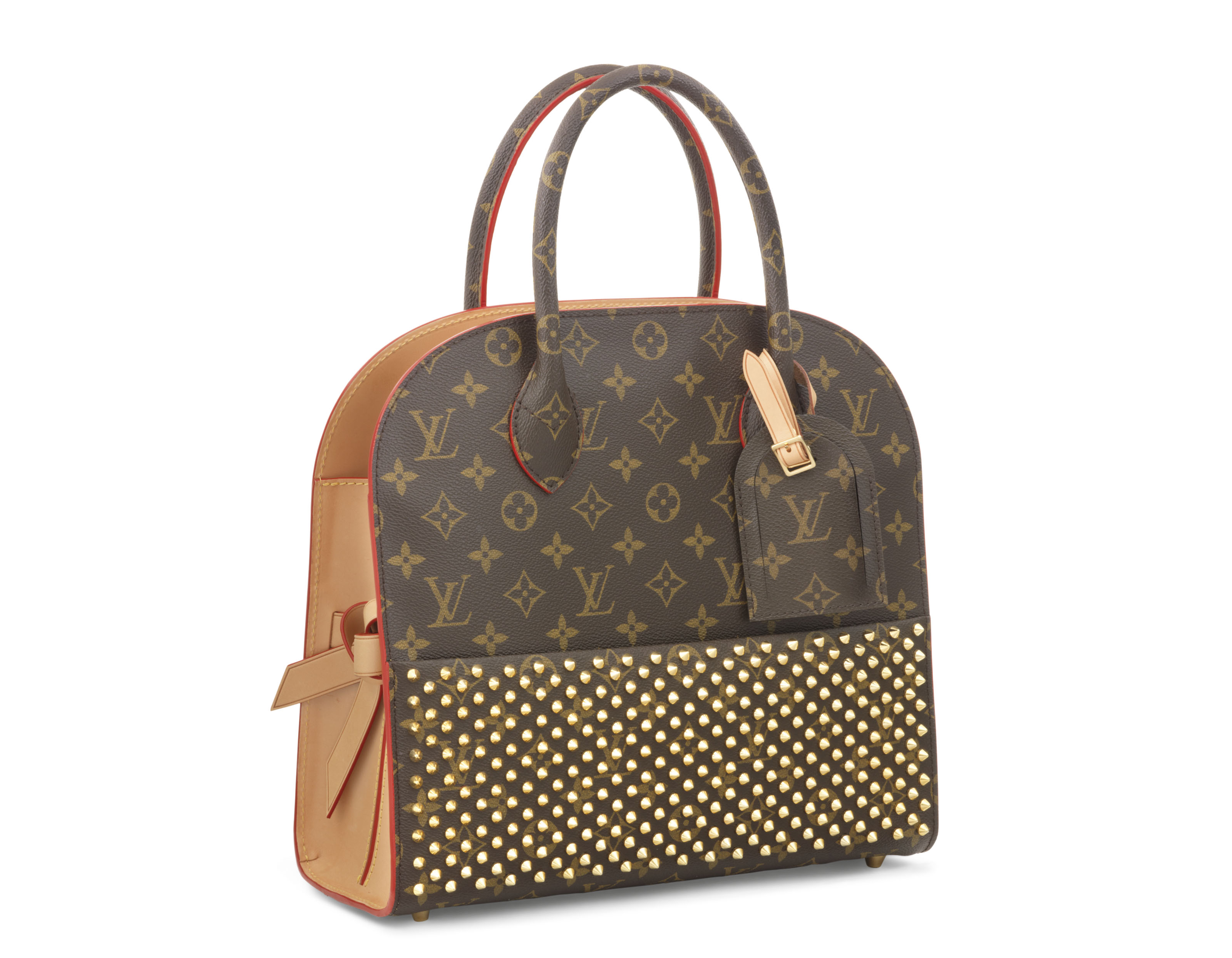 SAC EN TOILE MONOGRAM CLOUT POULAIN ROUGE GARNITURE EN M TAL