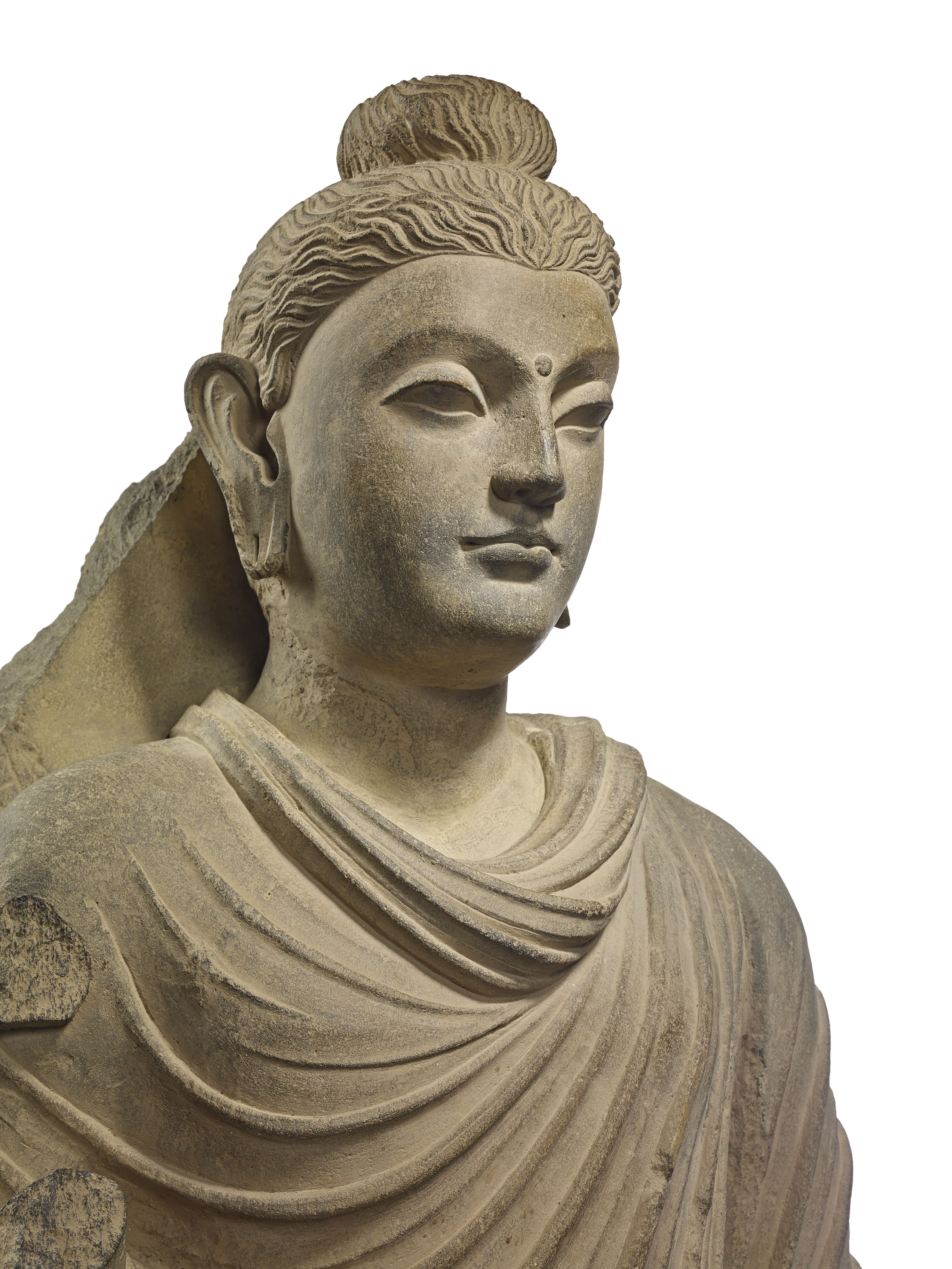 RARE STATUE DE BOUDDHA EN SHAKYAMUNI EN SCHISTE GRIS