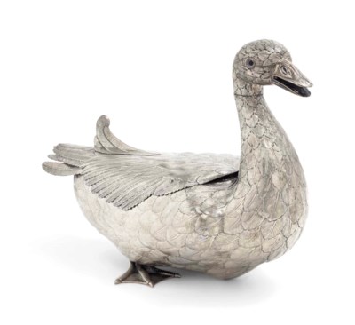 BOITE EN FORME DE CANARD EN ARGENT , PAR LUIZ FERREIRA ...