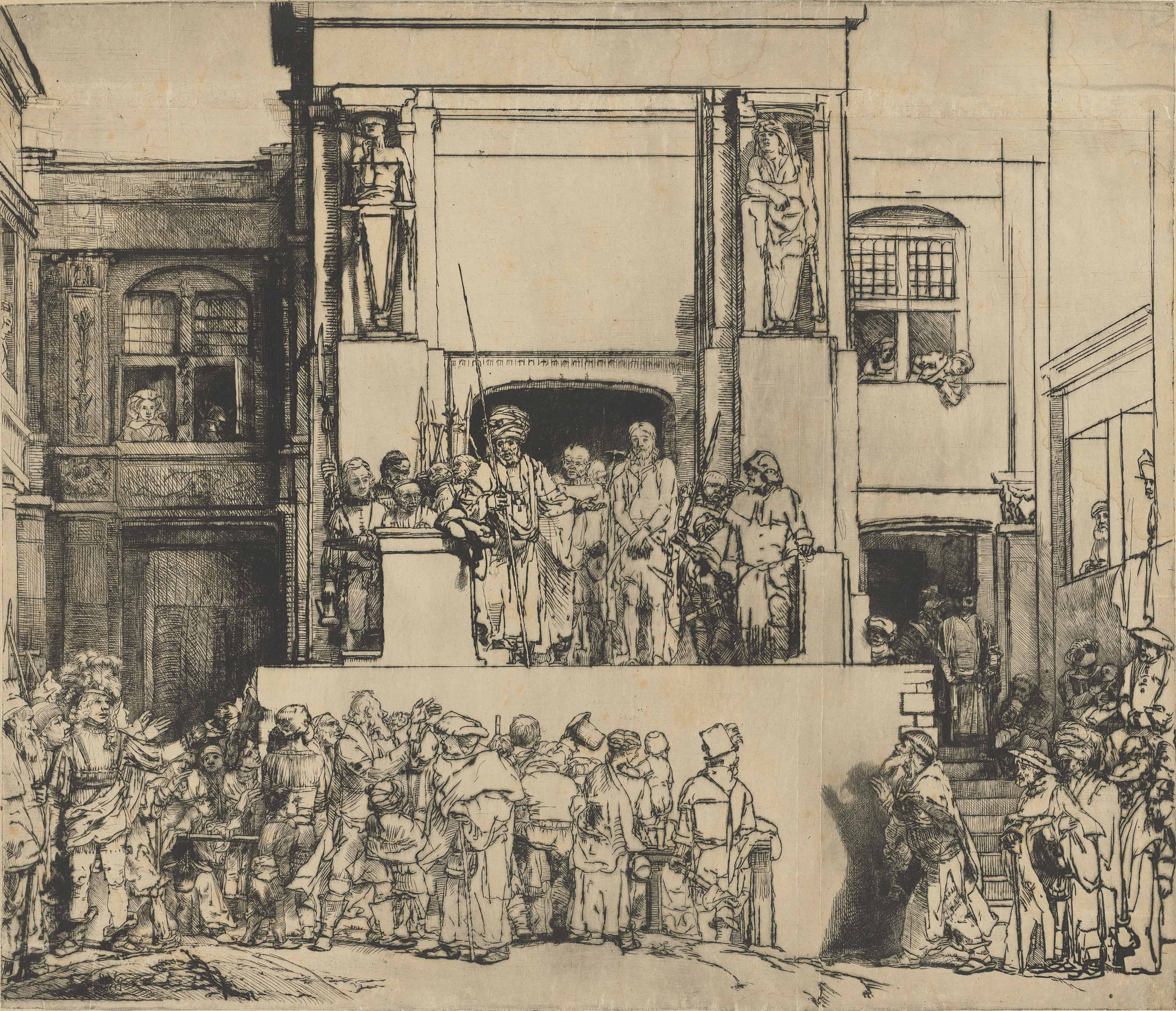 Rembrandt Harmensz. van Rijn (1606-1669), Christ presented to the people (&lsquo;Ecce Homo&rsquo;). Sheet 15 x 17⅝  in (38.7 x 44.8  cm). Estimate: On request. Offered in Old Masters Evening Sale on 5 July 2018 at Christie&rsquo;s in London