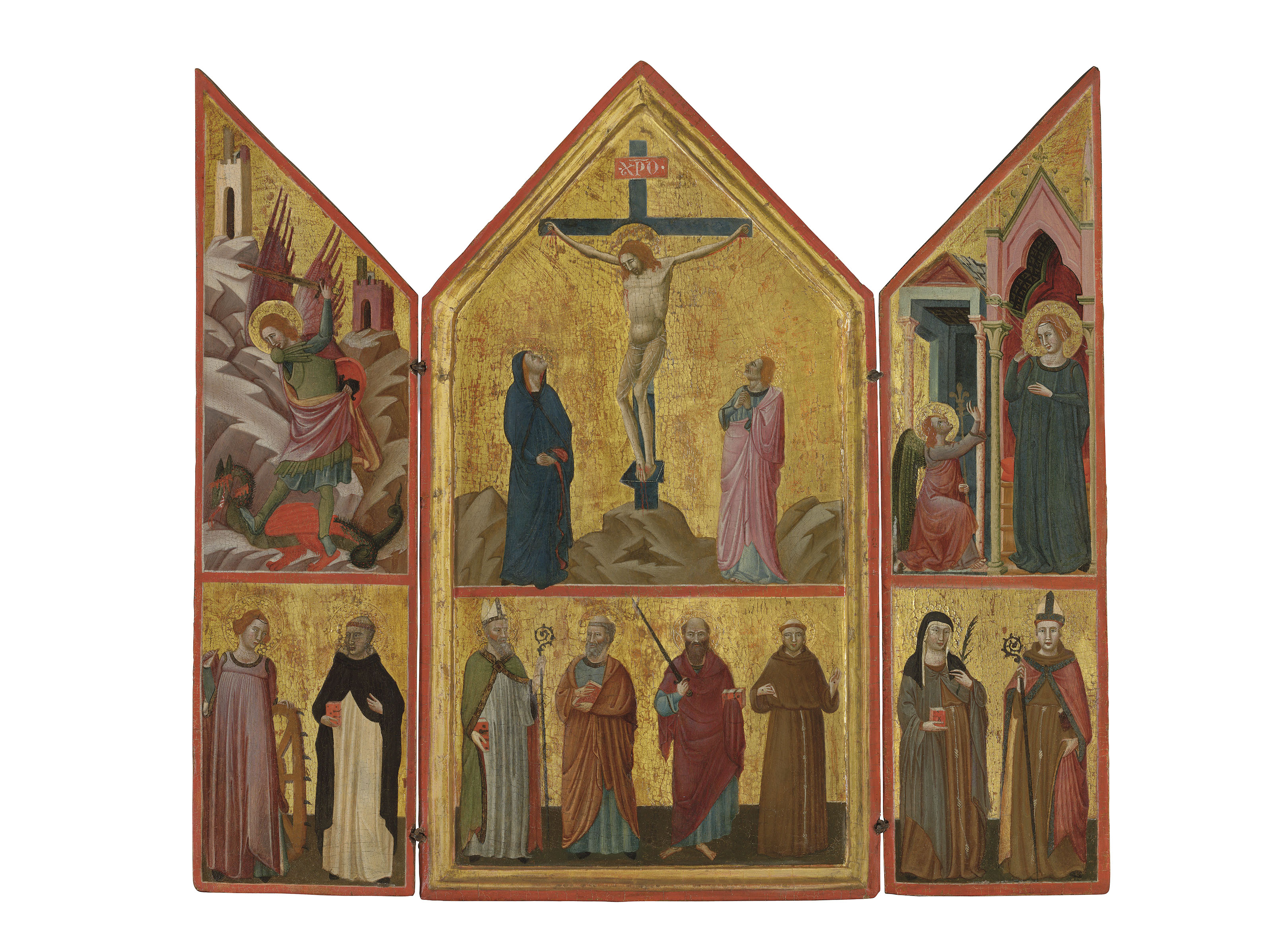 Follower Of Giotto Di Bondone A Triptych The Central Panel The