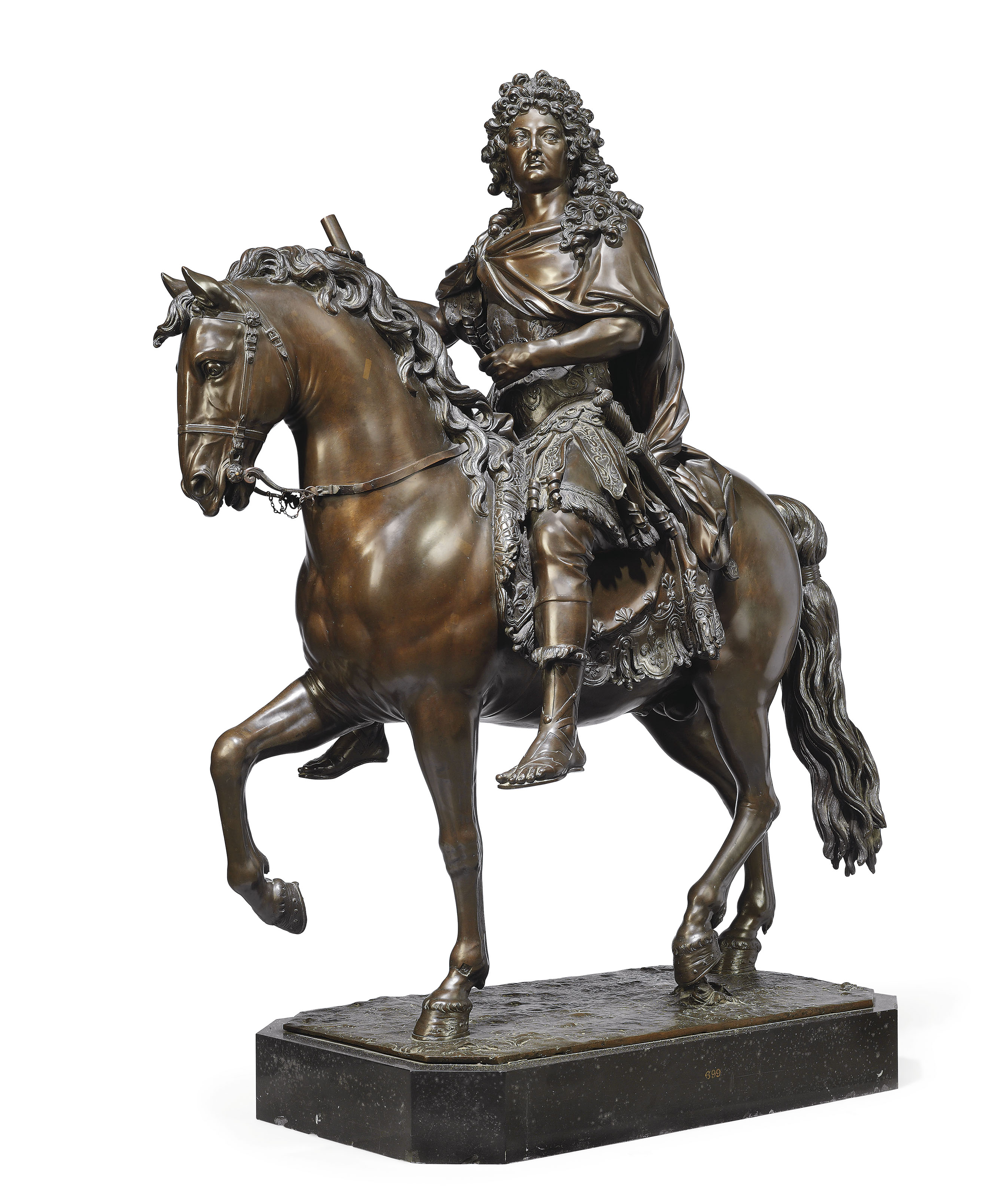 A bronze group of Louis XIV on horseback, Francois Girardon (1628-1715), circa 1690-1699. 40⅞ x 35⅜ x 16⅞  in (104 x 90 x 43  cm). Estimate: &pound;7,000,000-10,000,000. Offered in The Exceptional Sale 2018 on 5 July 2018 at Christie&rsquo;s in London