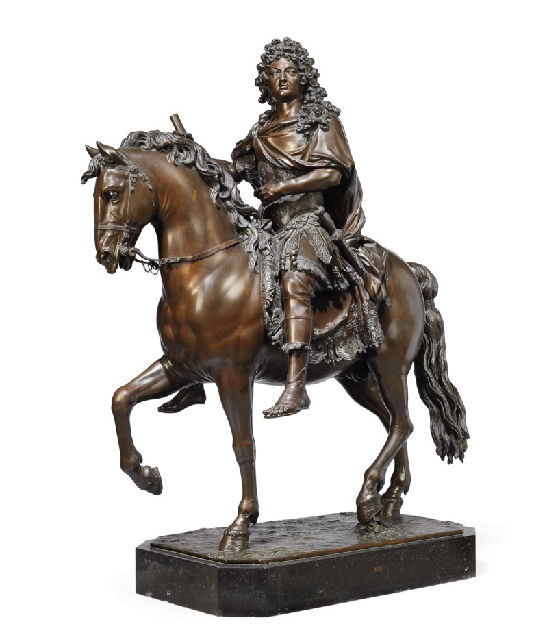 A bronze group of Louis XIV on horseback, Francois Girardon (1628-1715), circa 1690-1699. 40⅞ x 35⅜ x 16⅞  in (104 x 90 x 43  cm). Estimate £7,000,000-10,000,000. Offered in The Exceptional Sale 2018 on 5 July 2018 at Christie’s in London