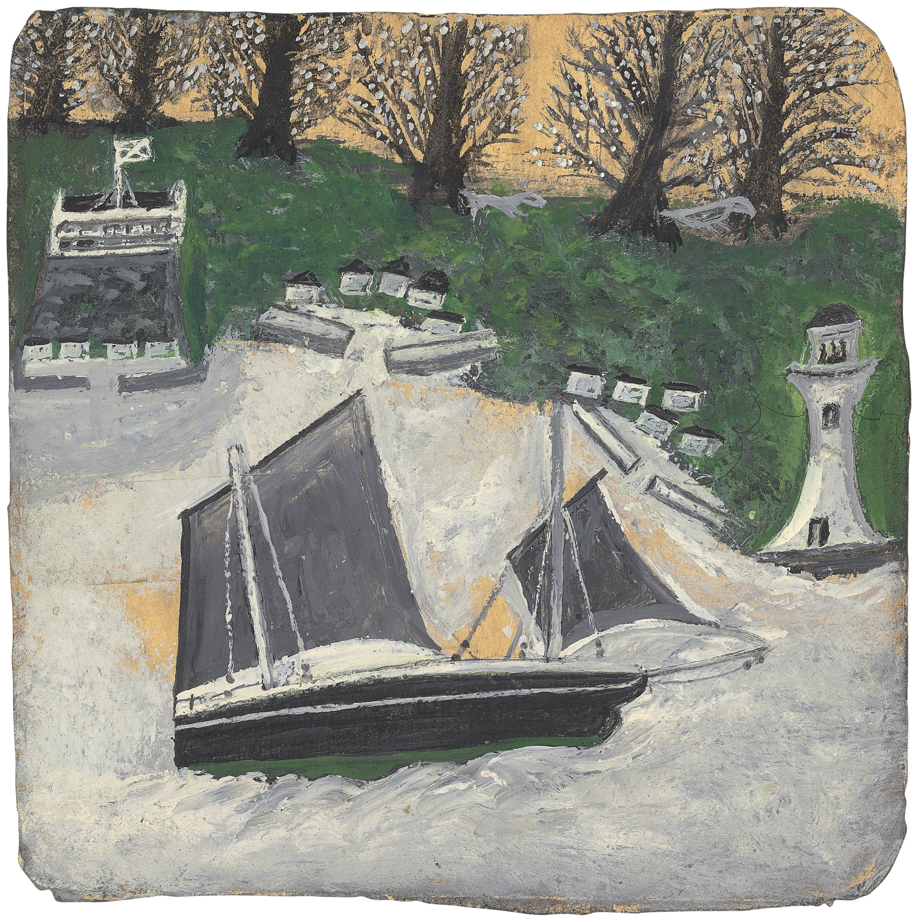 Alfred Wallis 1855 1942 A Mackerel Lugger In Mount S Bay