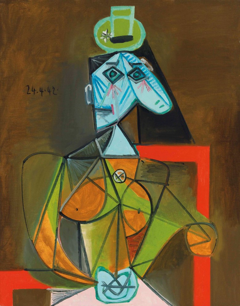 Pablo Picasso (1881-1973), Femme dans un fauteuil (Dora Maar), painted in Paris on 24 April 1942. 36 x 28¾ in (92 x 73 cm). Estimate on request. Impressionist and Modern Art Evening Sale on 20 June 2018 at Christie’s in London © Succession Picasso  DACS, London 2018