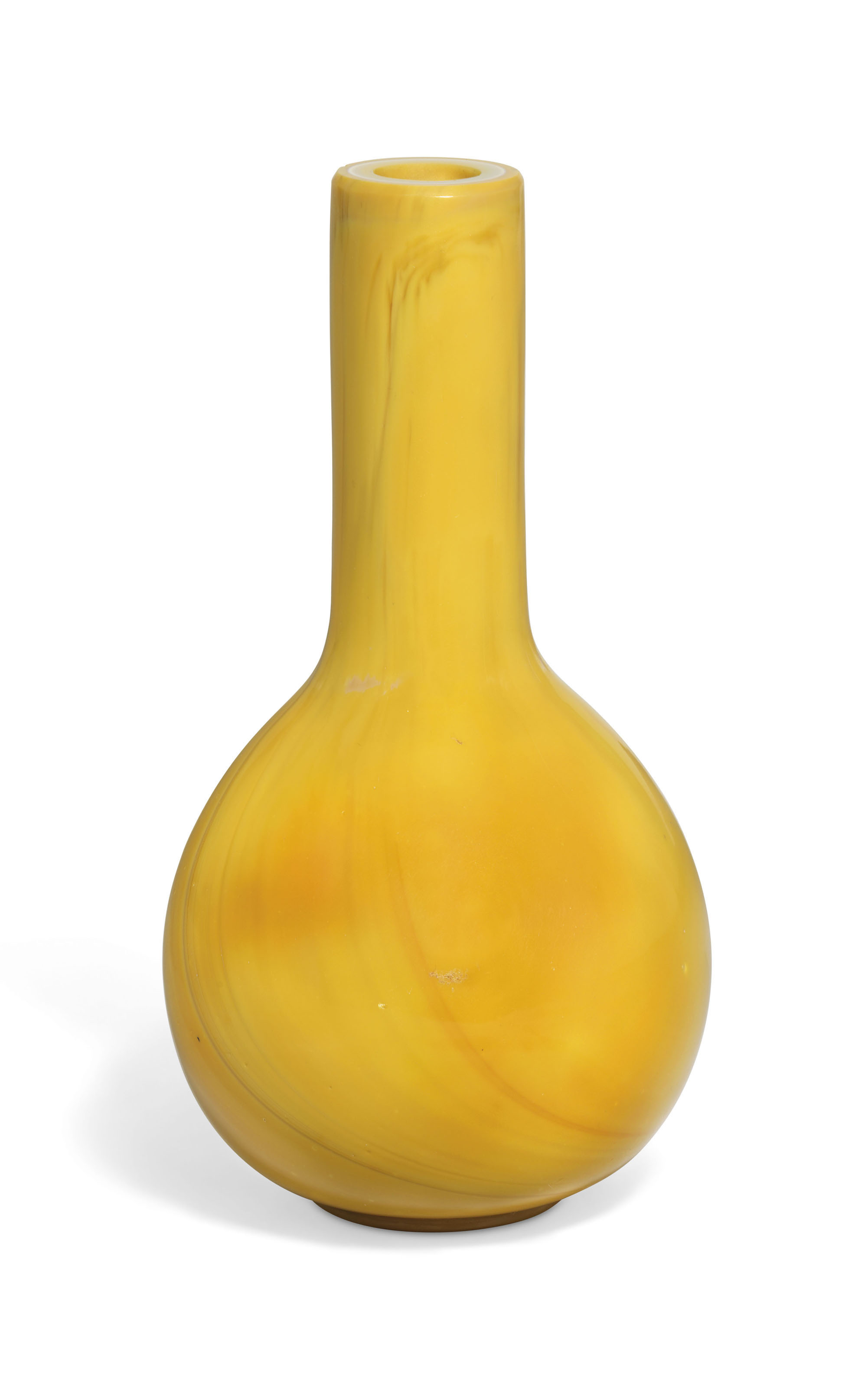 A SMALL OPAQUE YELLOWGLASS BOTTLE VASE , QIANLONG FOURCHARACTER