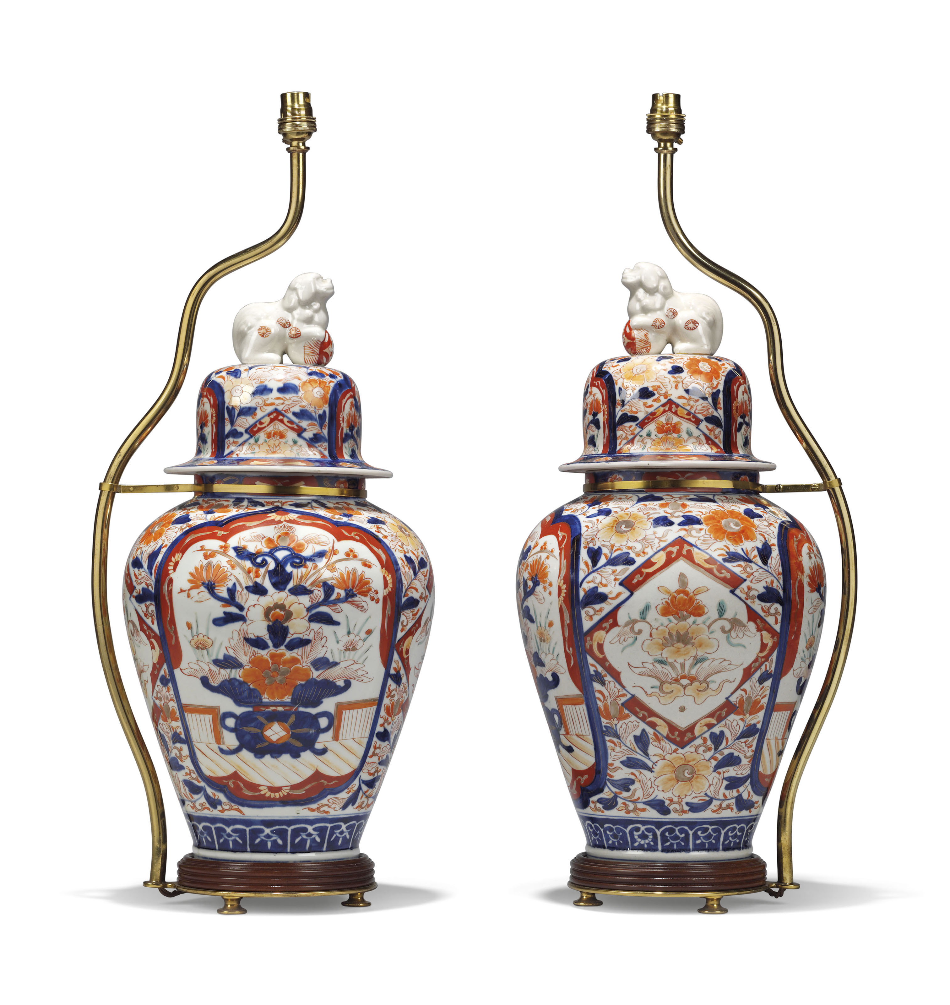 A Pair Of Japanese Imari Porcelain Vase Lamps The Vases Meiji