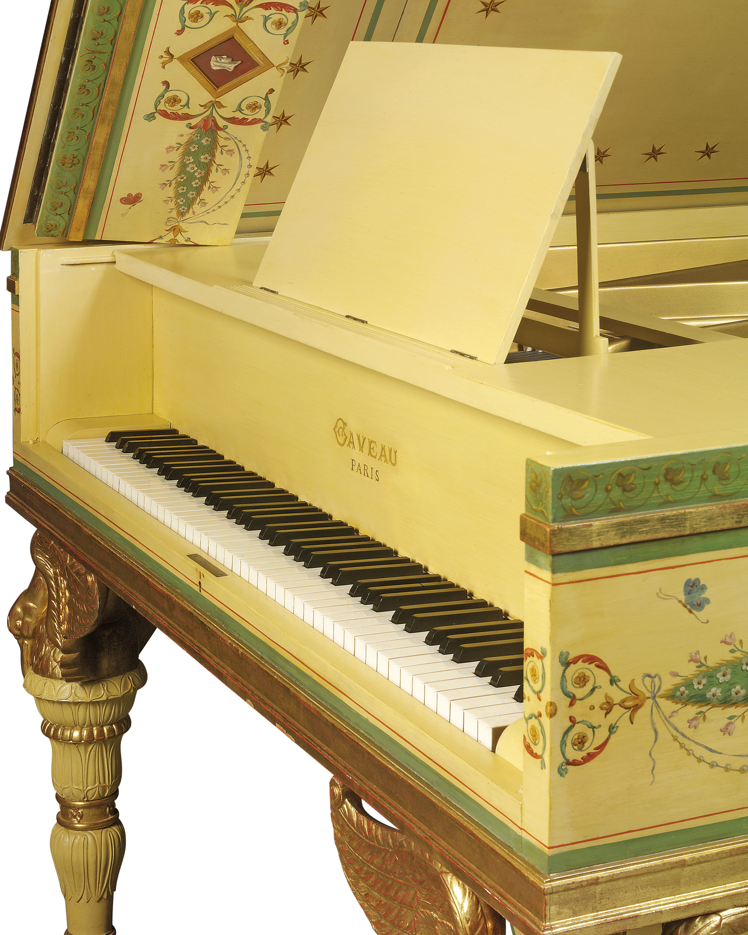A FRENCH POLYCHROME PAINTED AND PARCELGILT GRAND PIANO , BY GAVEAU