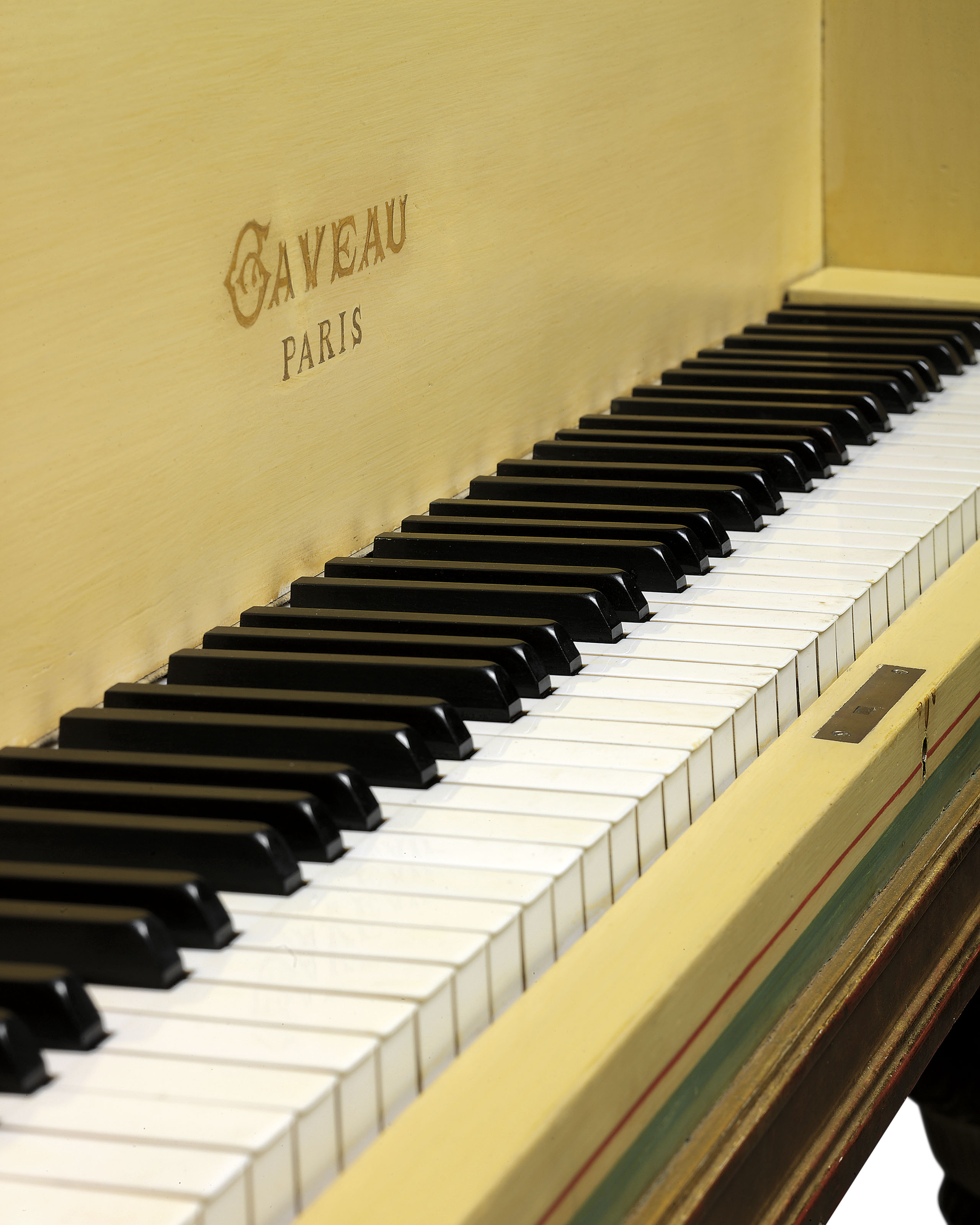 A FRENCH POLYCHROME PAINTED AND PARCELGILT GRAND PIANO , BY GAVEAU