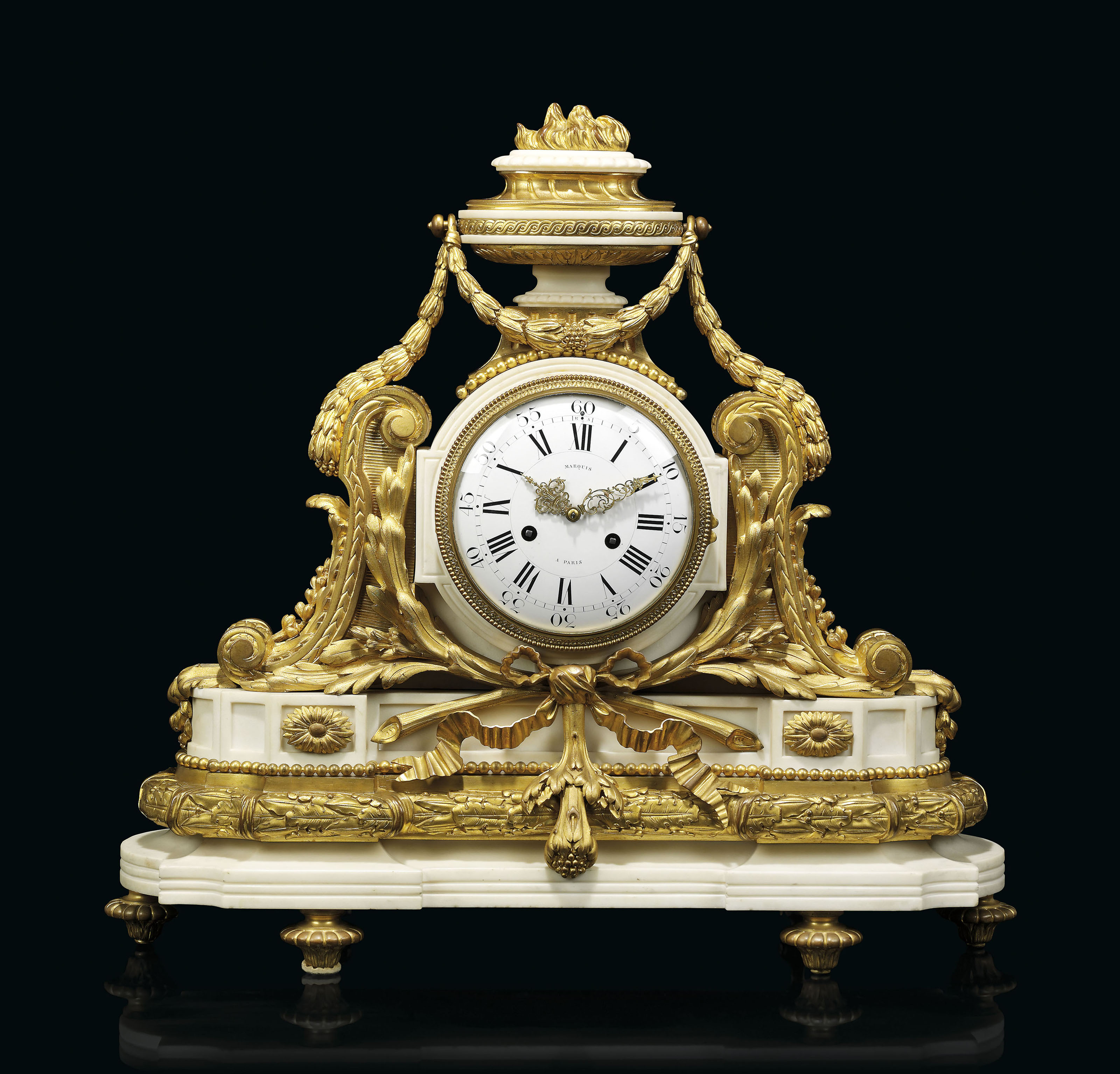 A FRENCH ORMOLU THREE-PIECE CLOCK GARNITURE, BY DENIERE AND HENRI