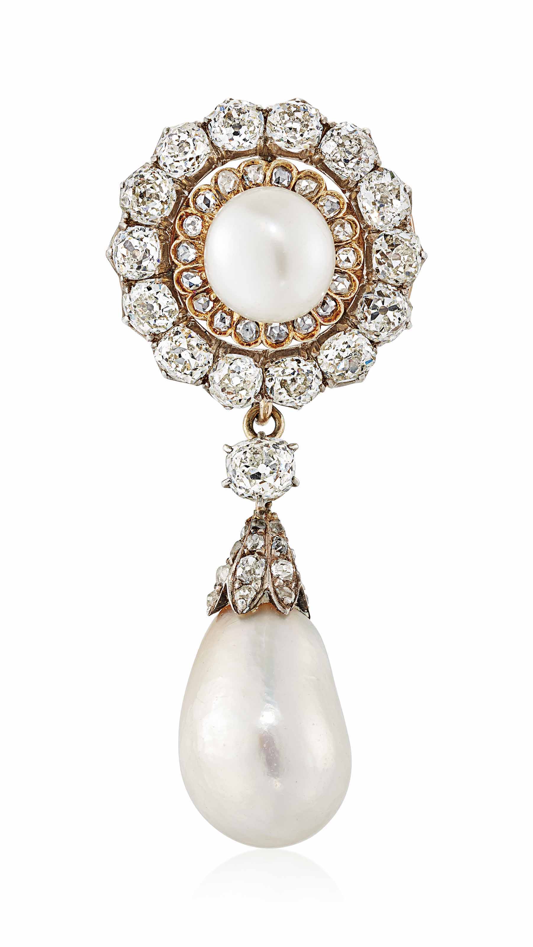 LATE 19TH CENTURY NATURAL PEARL AND DIAMOND BROOCH Christie's