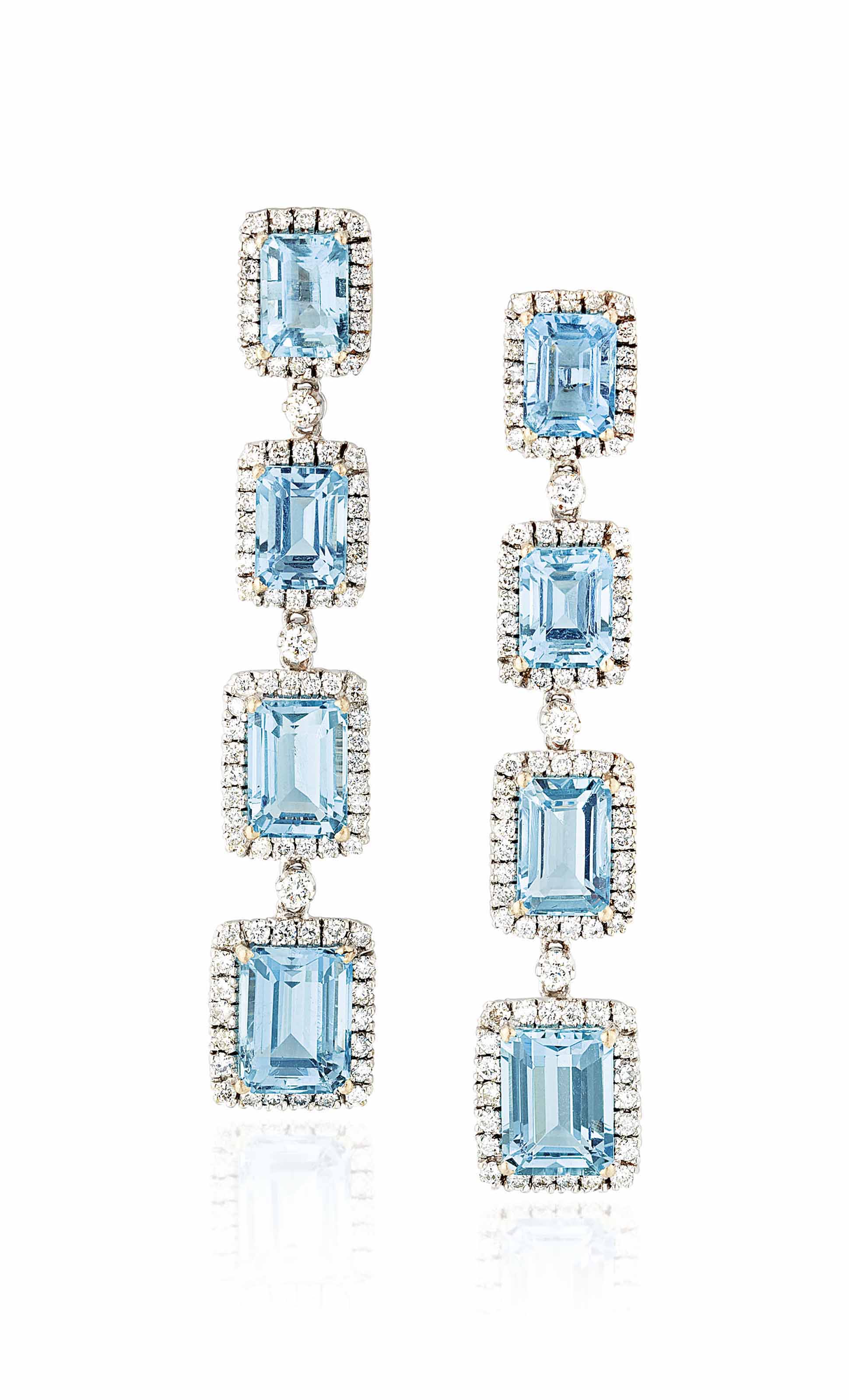 AQUAMARINE AND DIAMOND EARRINGS Christie's